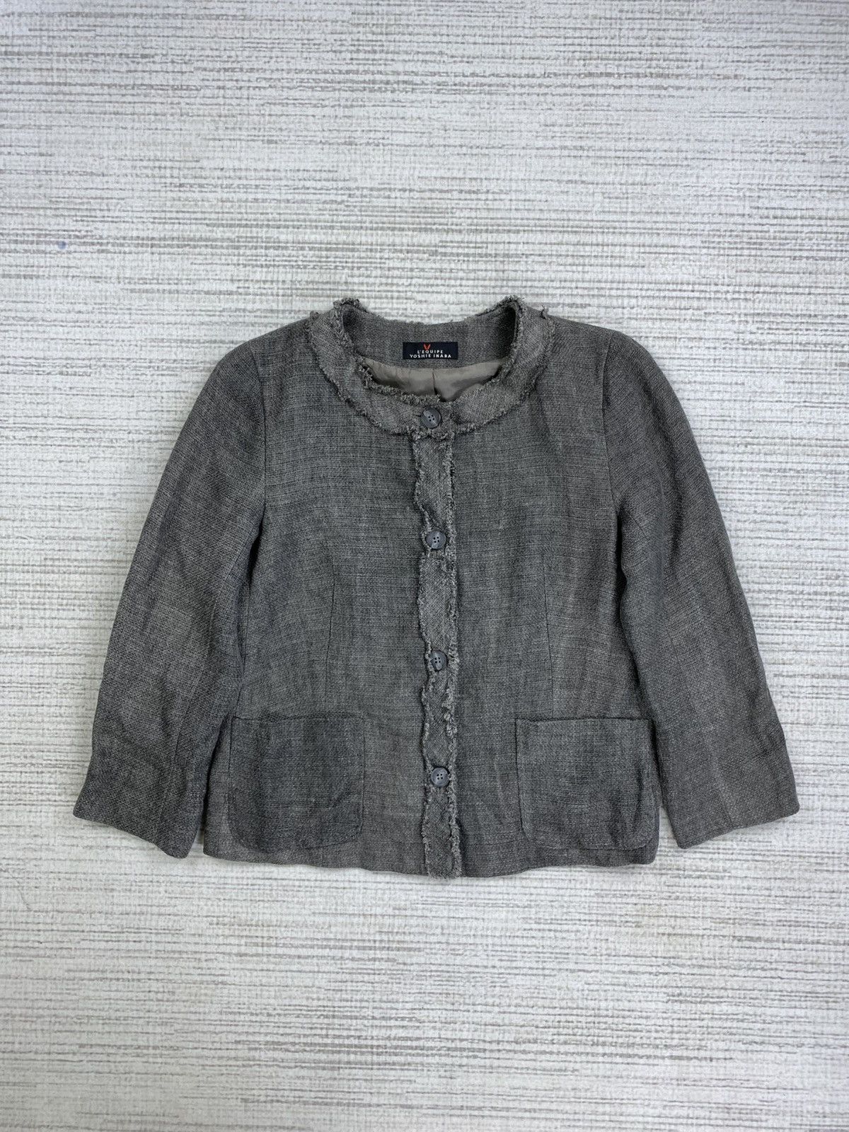 Designer × Vintage × yoshie inaba Vintage L’equipe Yoshie Inaba Japan Linen Fringe Jacket Size M / US 6-8 / IT 42-44 - 1 Thumbnail