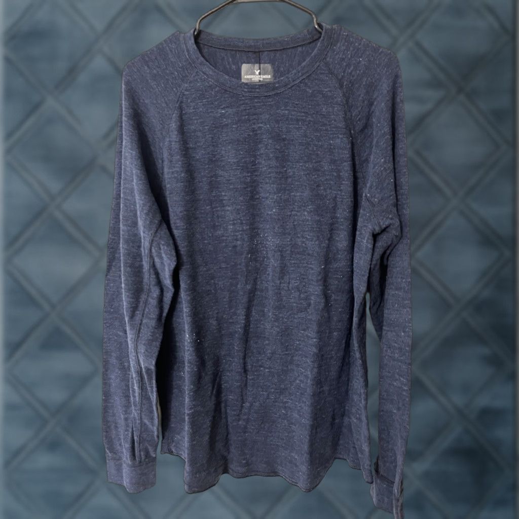 American Eagle Outfitters VINTAGE American Eagle Crew Neck Sweater Men’s Long Sleeve Size L Navy Blue Cotton Lightweight Size US L / EU 52-54 / 3 - 1 Thumbnail