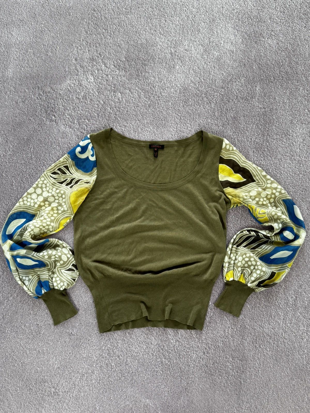 Escada Mesh Multicolor Printed Long Sleeve Top