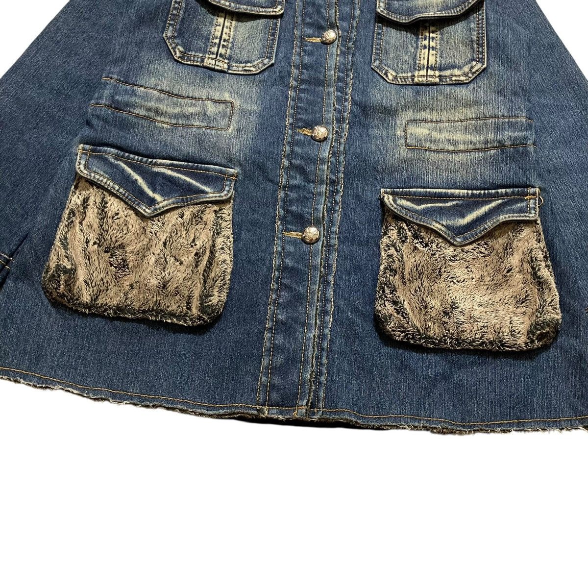 If Six Was Nine BLUE MARINE - Denim Fur Sherpa Multi Pocket Jacket Japanese Size S / US 4 / IT 40 - 5 Thumbnail