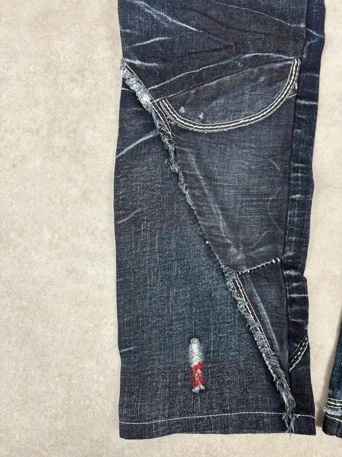 Marithe + Francois Girbaud 2000s Marithé + François Girbaud Blue Deconstructed Denim Jeans Size US 30 / EU 46 - 9 Thumbnail