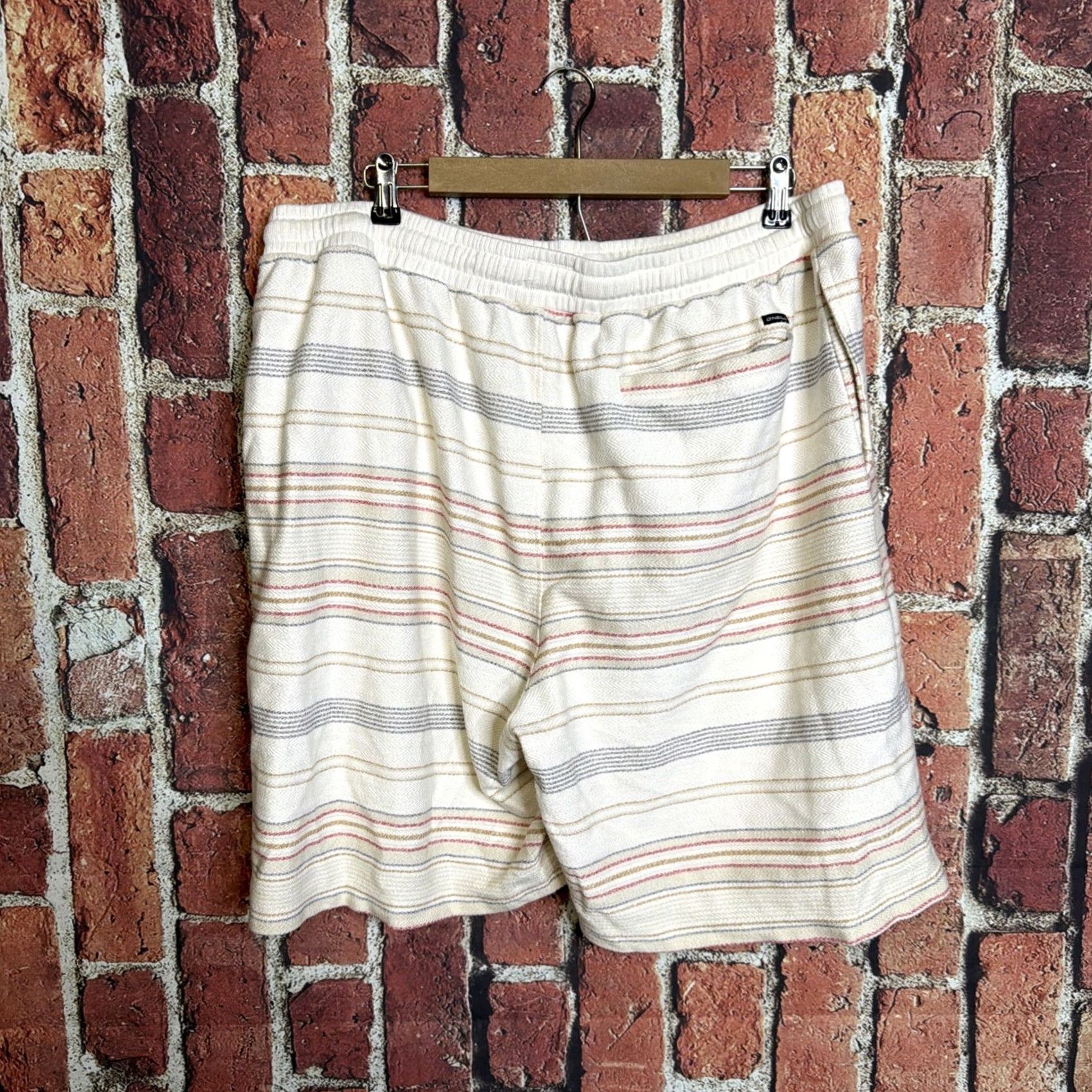 O'Neill O'Neill Mens XL Striped Activewear Shorts Day Summer Walking Drawstring Beige 6in Inseam Athletic Beach Size US 36 / EU 52 - 4 Thumbnail