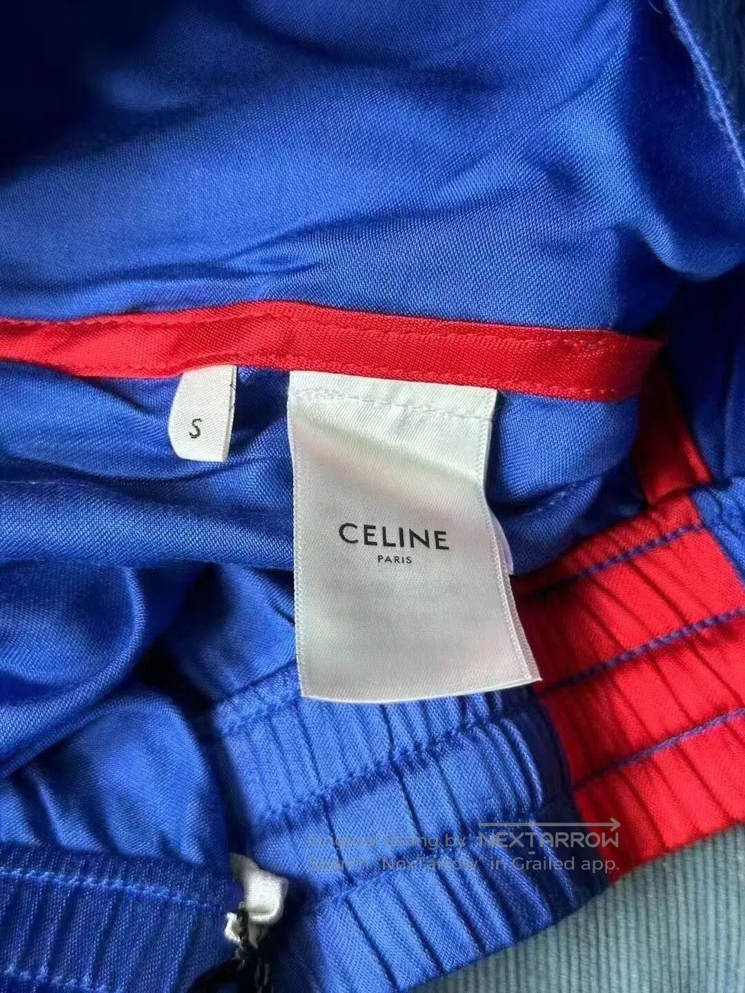 Celine CELINE Red and Blue Triomphe Embroidered Shorts| Size 35" - 2 Thumbnail