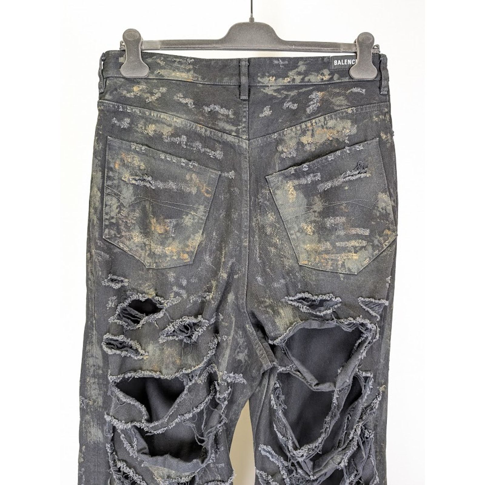 Balenciaga o1rshd1 Unisex Super Destroyed Baggy Pants 13 in Flat Black Size US 32 / EU 48 - 11 Thumbnail
