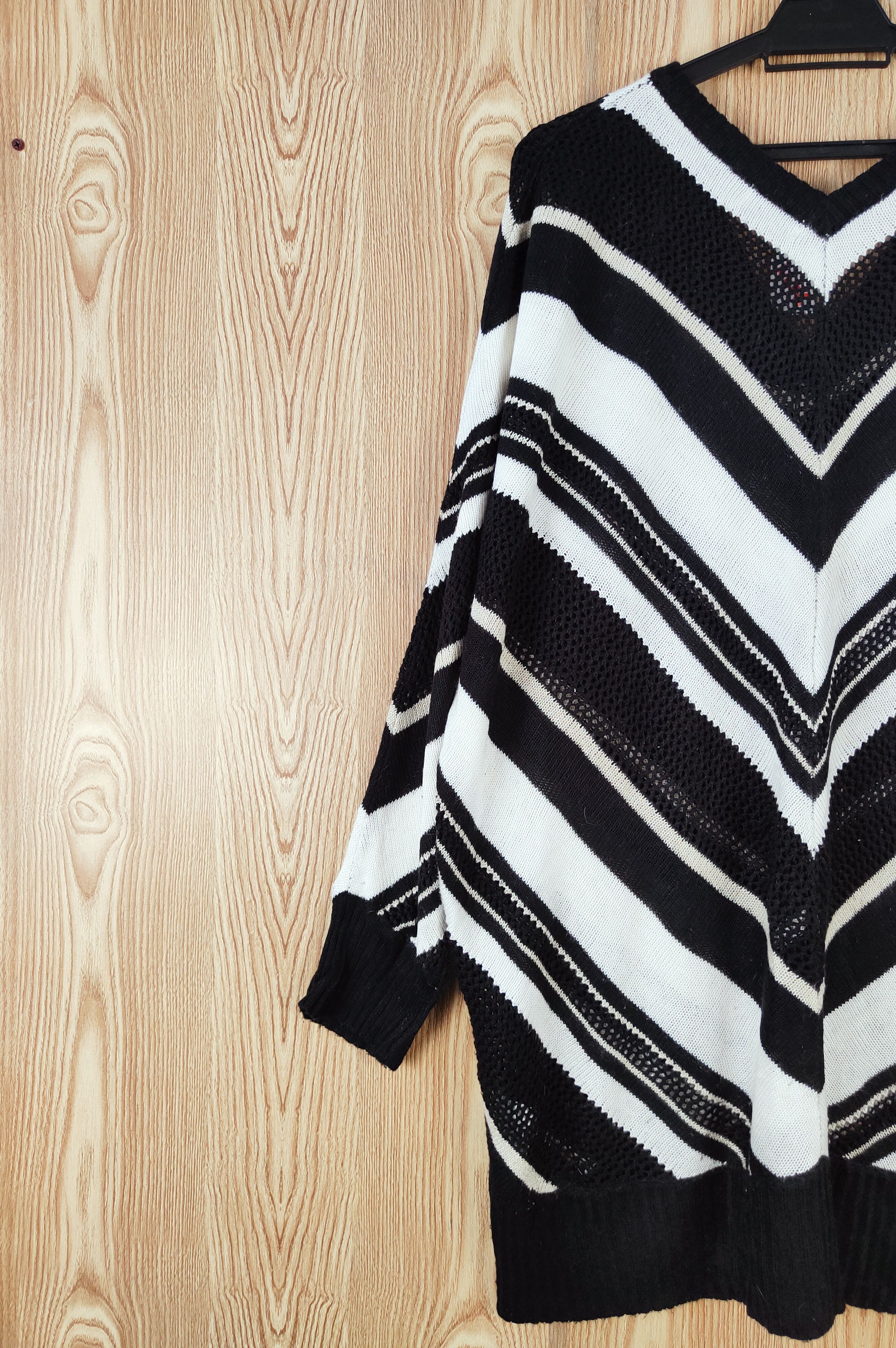 Homespun Knitwear × Japanese Brand × Vintage Healthy Karen Black White Knitwear Blouses #W476 Size XL / US 12-14 / IT 48-50 - 9 Thumbnail