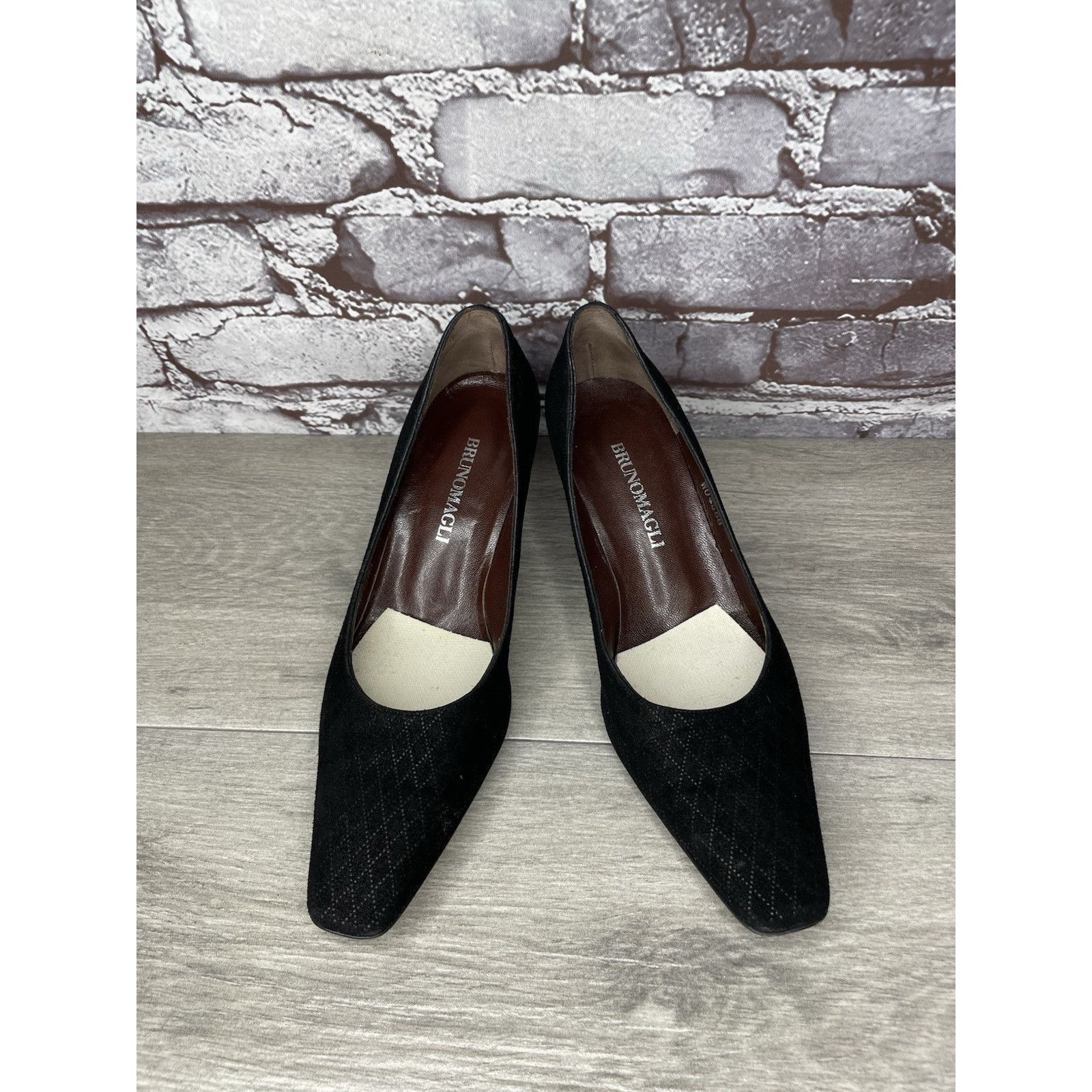 Bruno Magli Bruno Magli Vero Cuoio Black Suede Leather Diamond VTG Heels Size US 7 / IT 37 - 11 Thumbnail