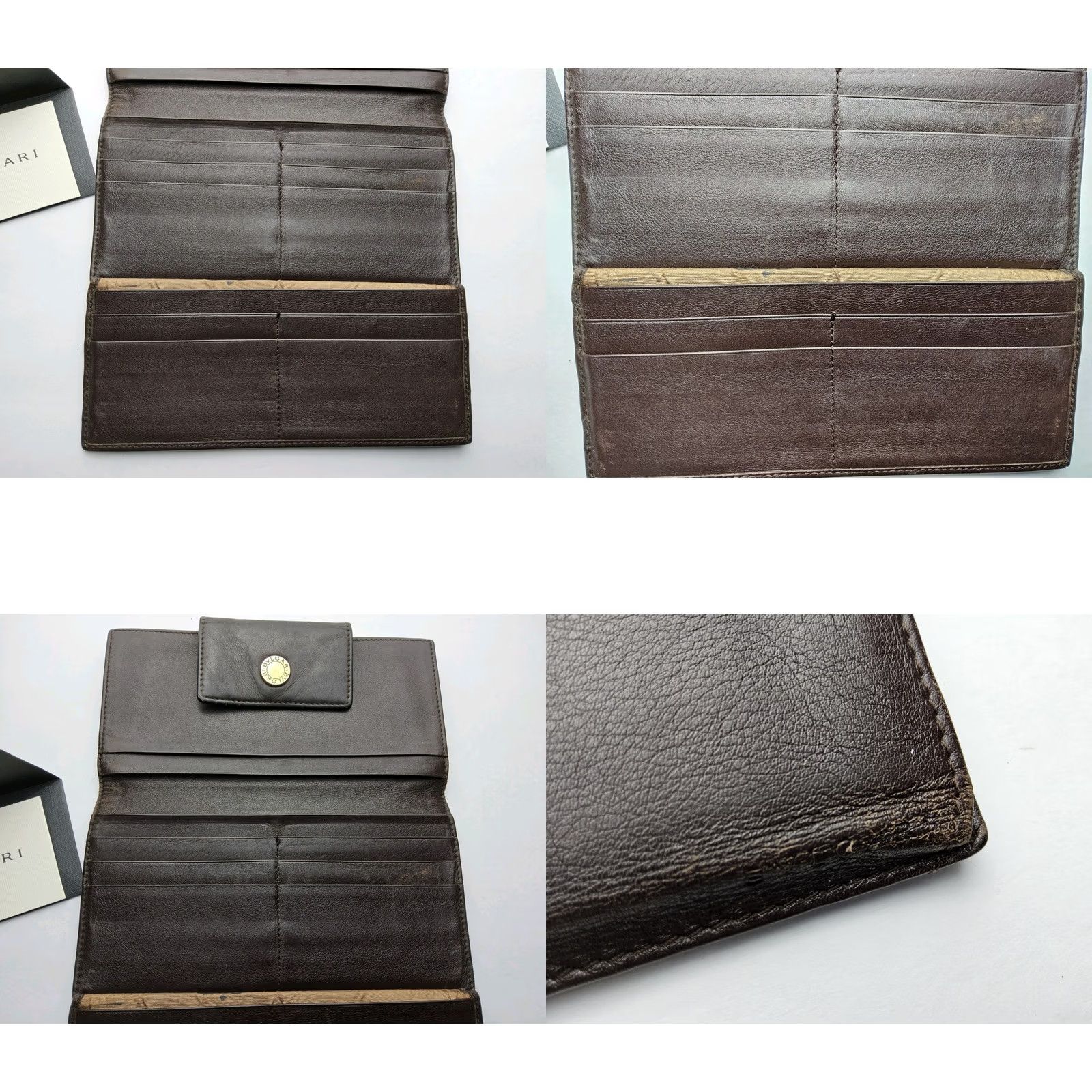 Bvlgari Bvlgari Signature Trifold Full Size Long Wallet Women Brown 7.5x4 Wallet Size ONE SIZE - 8 Thumbnail