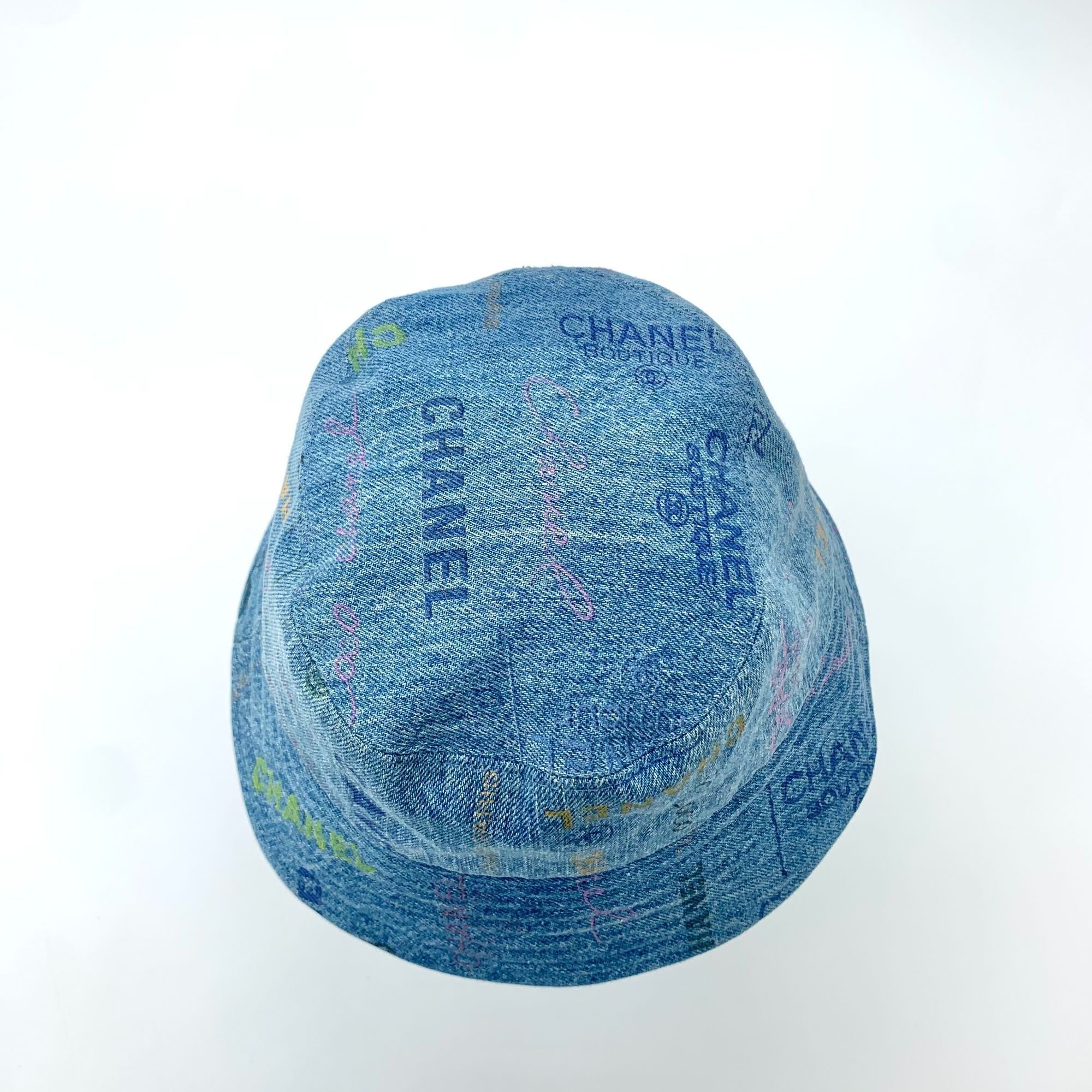 Chanel Chanel Blue Logo Printed Cotton Bucket Hat Size M Size ONE SIZE - 5 Thumbnail