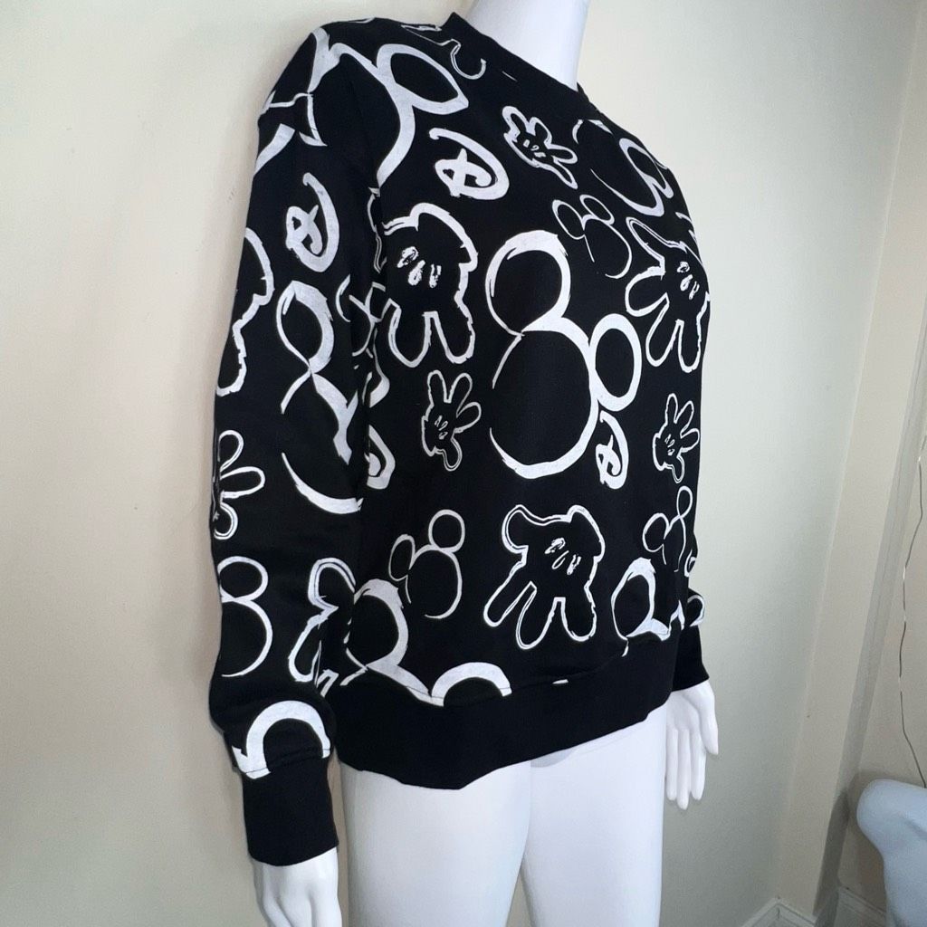 Disney Disney Black with White Mickey Graffiti print Sweatshirt Size XS / US 0-2 / IT 36-38 - 4 Thumbnail