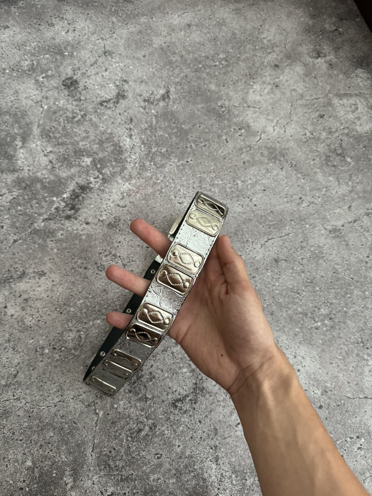 Vintage Vintage Y2K silver shiny leather belt Size ONE SIZE - 9 Thumbnail