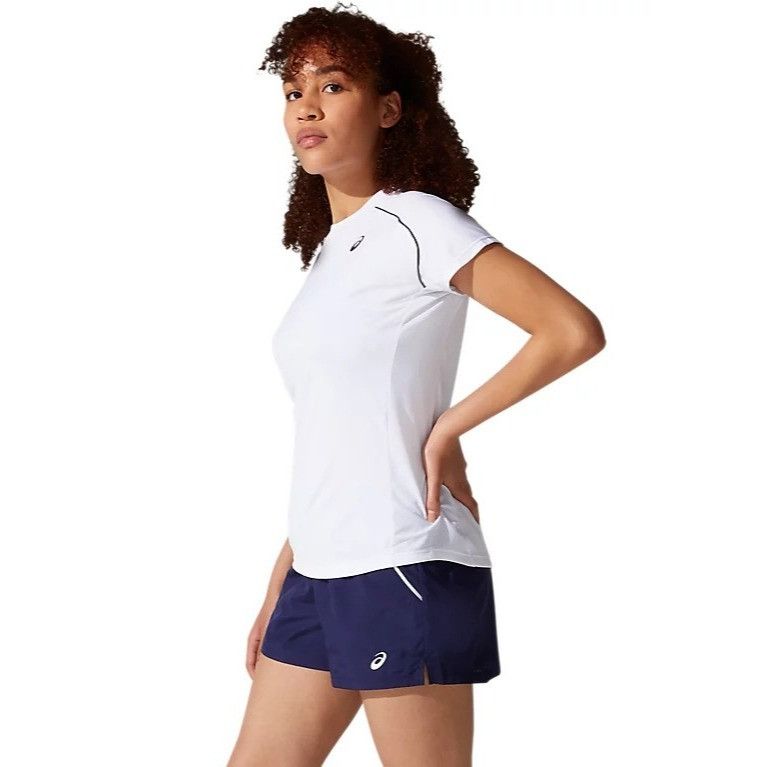 Asics ASICS Women's Piping T-shirt, Brilliant White, Sz. M Size M / US 6-8 / IT 42-44 - 2 Thumbnail