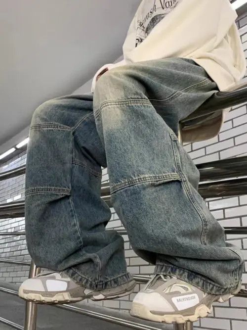 Japanese Brand × Jean Vintage washed distressed wide-leg casual jeans Size US 32 / EU 48 - 2 Thumbnail