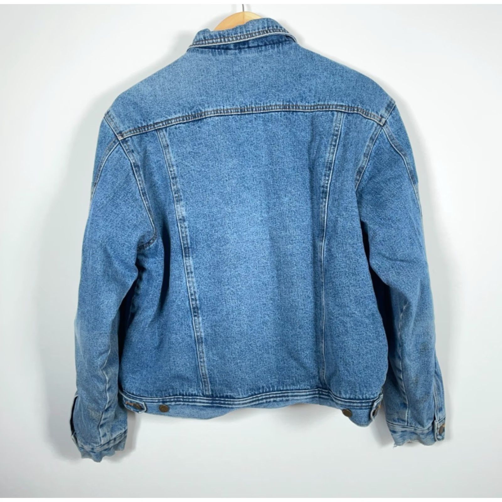 Wrangler VTG Wrangler Sherpa Lined Jean Jacket Men's Large Blue Denim 90s Grunge Trucker Size US 33 - 2 Thumbnail