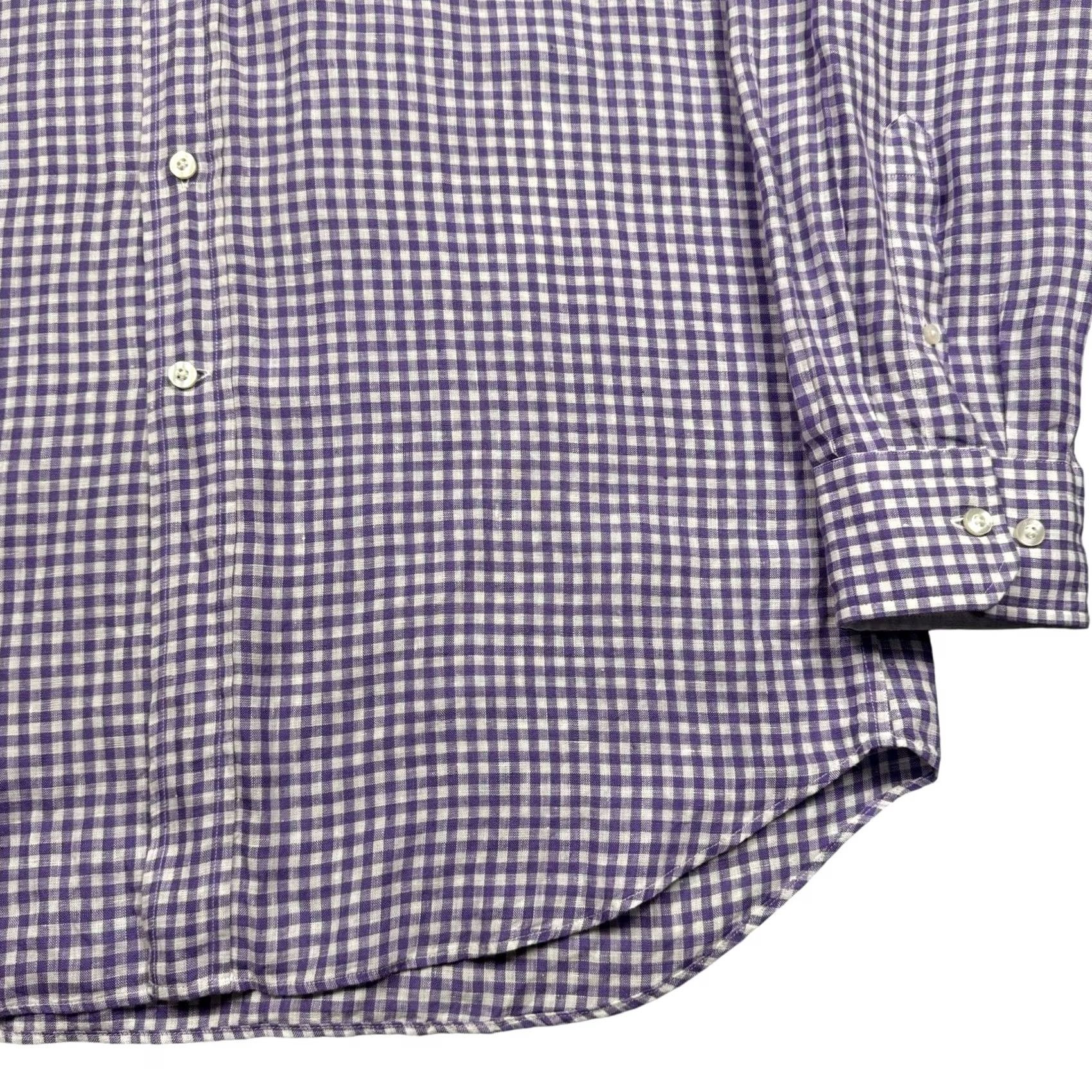 Aldo VINTAGE LuigI Baldo Linen Shirt Platinum Long Sleeve Plaid Purple XL Men XLT Size US XL / EU 56 / 4 - 2 Thumbnail
