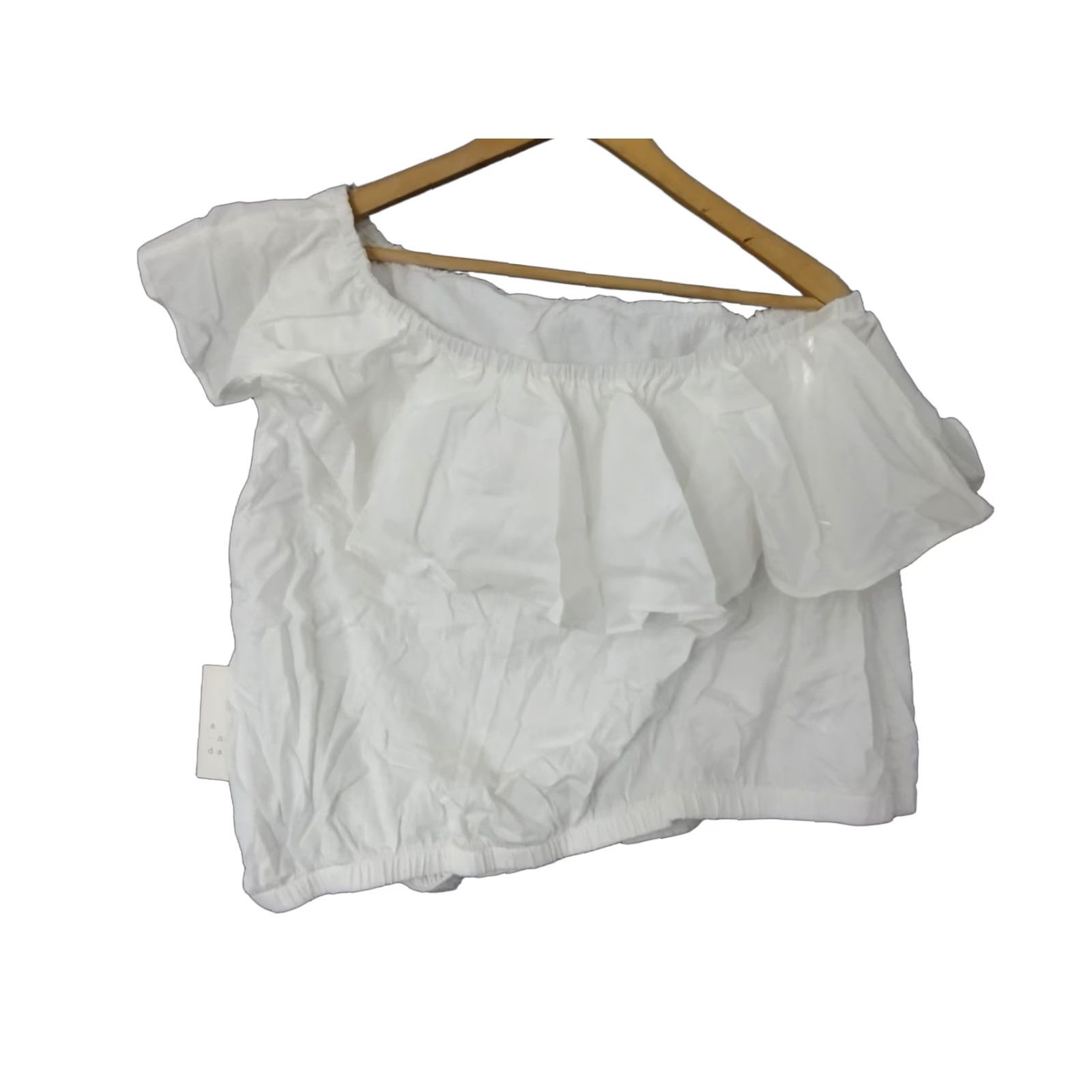 Vintage A New Day Women's Blouse Off the Shoulder XS-2XL XXL White Ruffle Sleeveless Bohemian Casual Compact Shirt Size XXL / US 16-18 / IT 52-54 - 1 Thumbnail