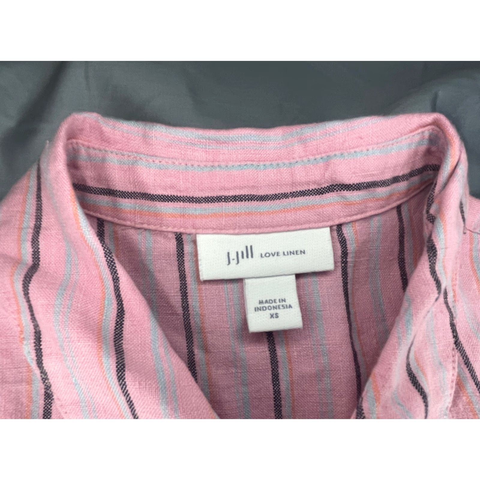 J. Jill J. Jill Love Linen Stripe Shirt Dress Pink Women's XS Size XS / US 0-2 / IT 36-38 - 7 Thumbnail