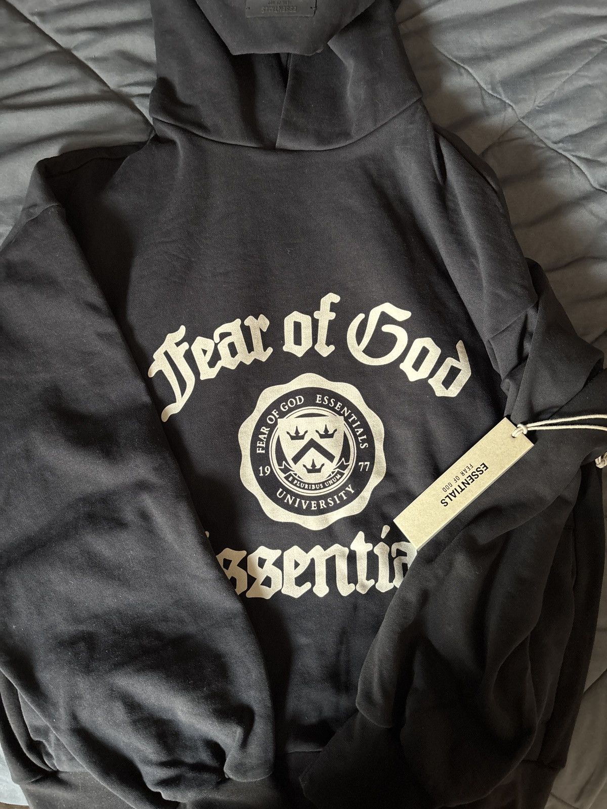 Essentials Fear of God Essentials Fleece Vintage Shrunken Hoodie Black ...