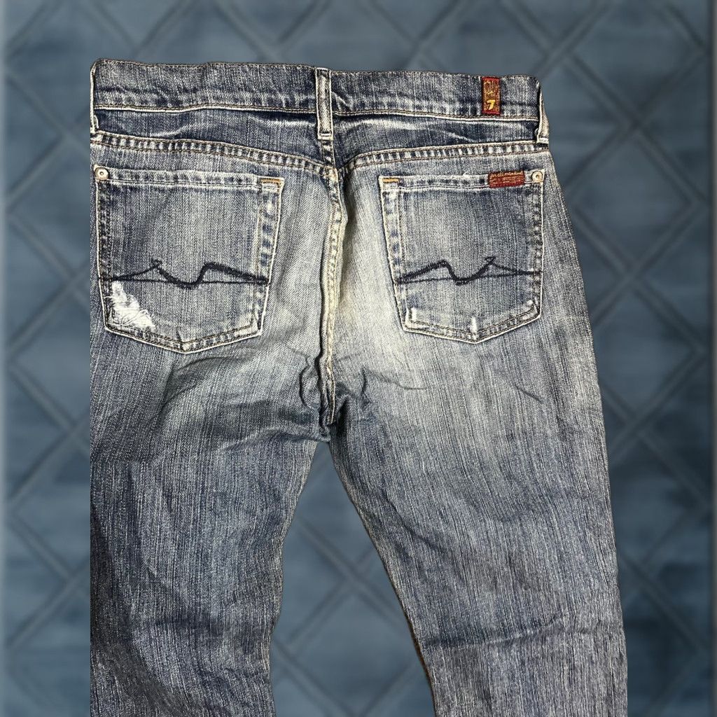 7 For All Mankind VINTAGE? (No) 7 For All Mankind Women’s Bootcut Jeans Sz 29 Blue Distressed Destro Distressed Bootcut Jeans Women 29 Blue Size 29" - 1 Thumbnail