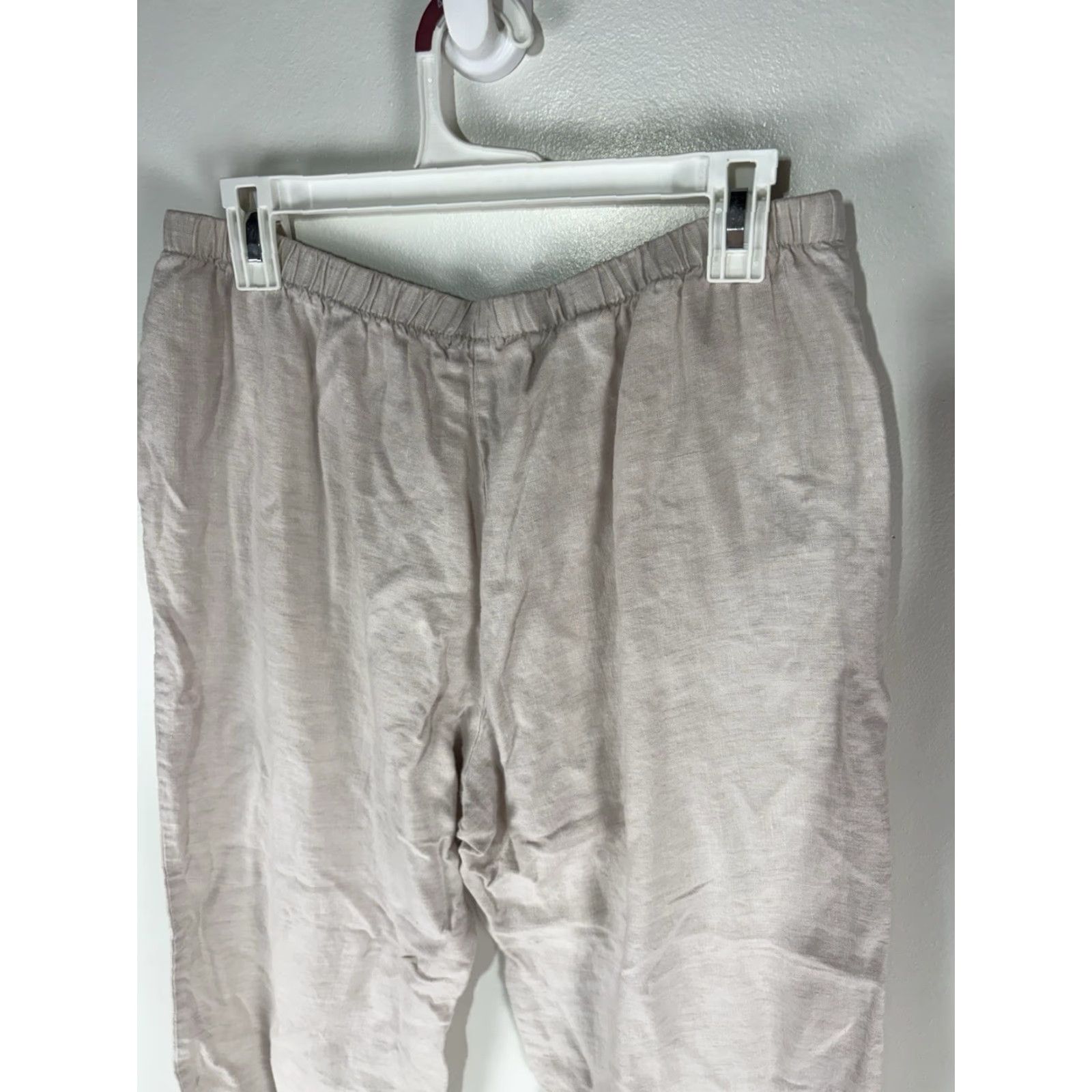 Vintage Choices Natural Linen Pants Womens Size L Pull On Cropped Wide-Leg Size 36" / US 14 / IT 50 - 5 Thumbnail