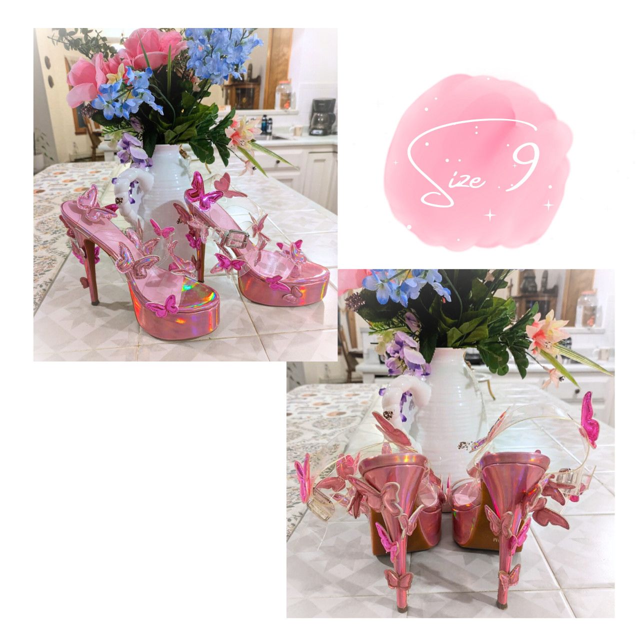 Dolls Kill Dolls Kill Sugar Thrillz "Sweet Butterfly Baby" Pink Heels Size US 9 / IT 39 - 2 Thumbnail