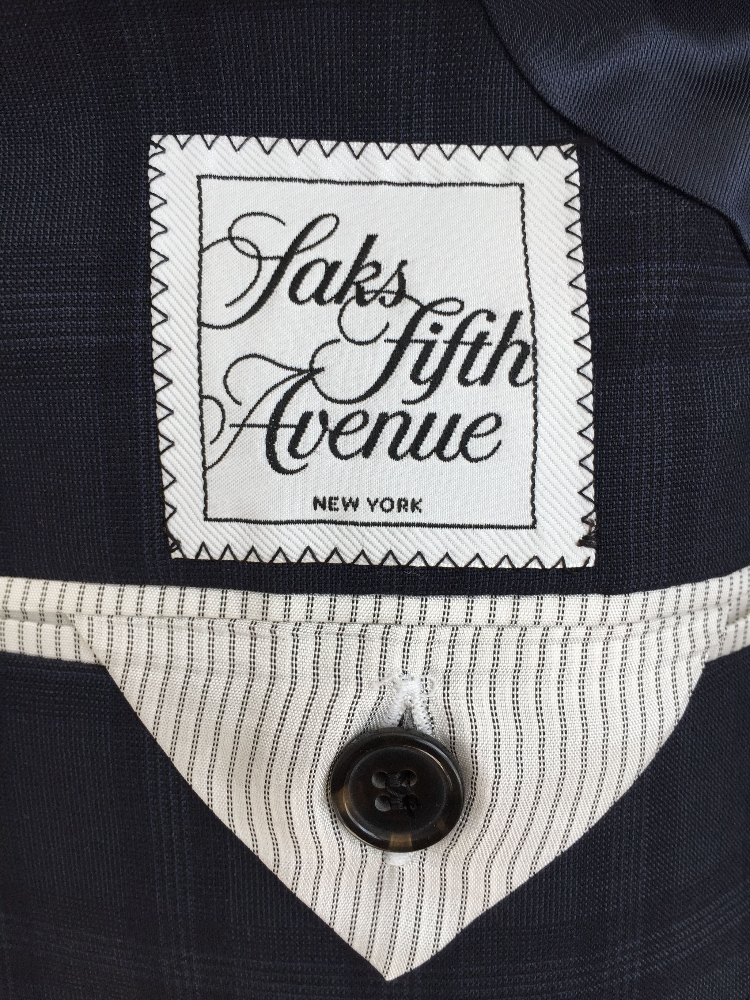 Saks Fifth Avenue “Modern-Fit Check Wool Blazer” Size 36R - 6 Thumbnail