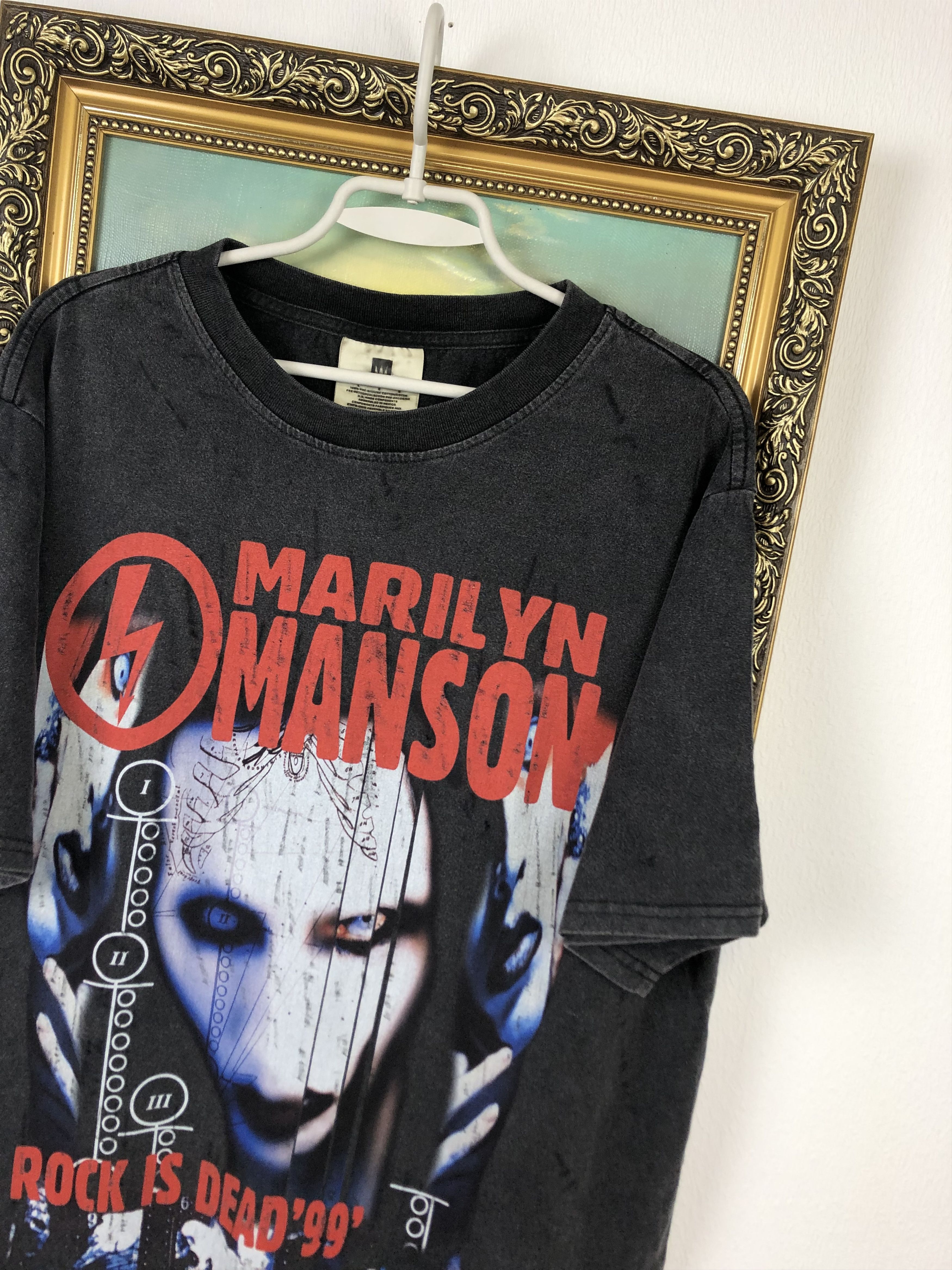 Band Tees Vintage 90's Marilyn Manson Rock Is Dead Band Tee Shirt Rare Size US L / EU 52-54 / 3 - 4 Thumbnail