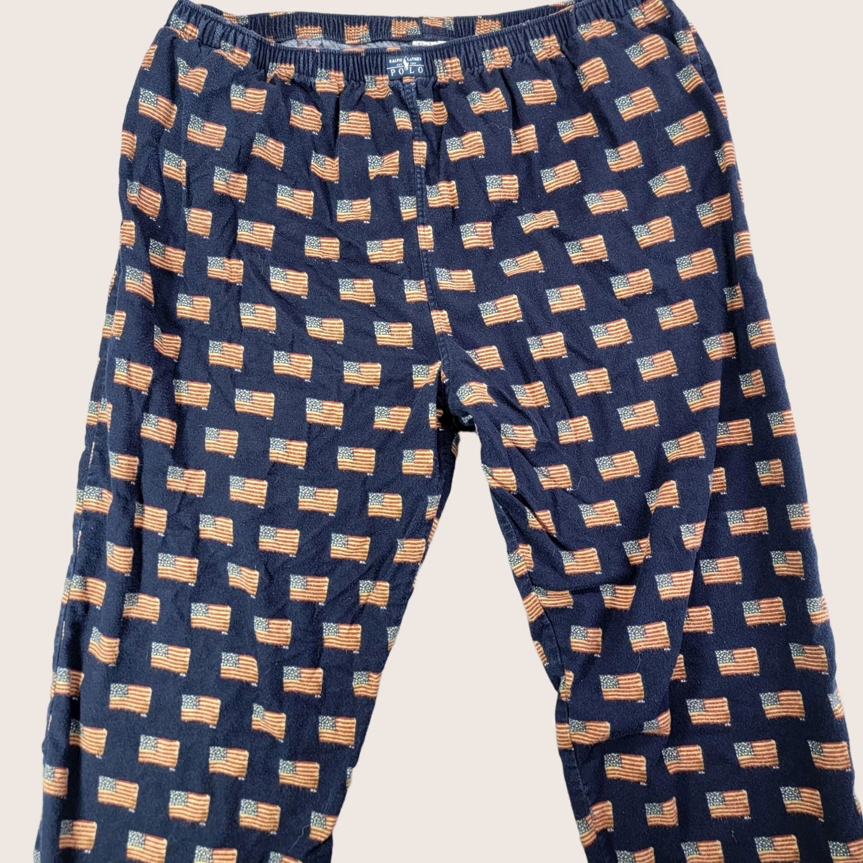 Polo Ralph Lauren VINTAGE Polo Ralph Lauren Long Johns Mens XL Blue Cotton American Flag Print pajamas Size US XL / EU 56 / 4 - 1 Thumbnail