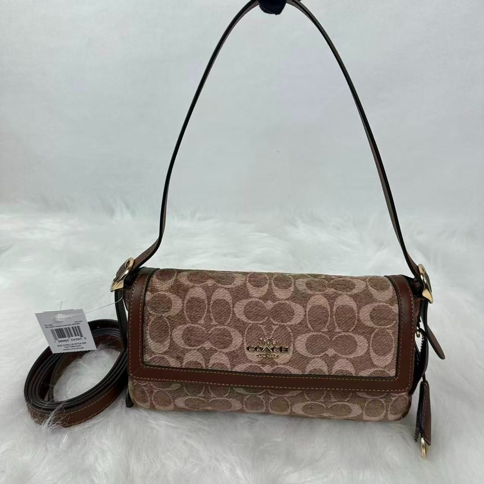 Coach Coach Etta Small Shoulder Sig Chenille Khaki/Vintage Brown Size ONE SIZE - 1 Thumbnail