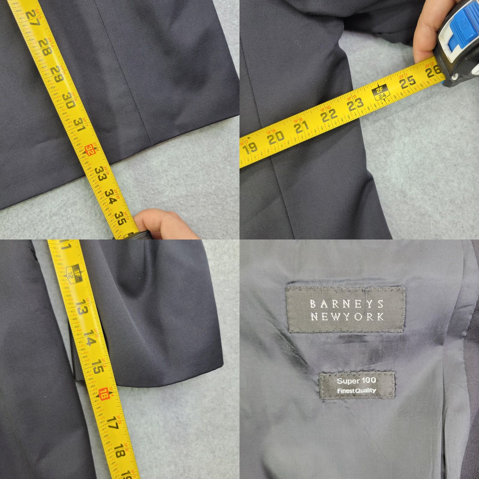 Hugo Boss VINTAGE Hugo Boss Suit Jacket Mens 44 Long Gray Wool 2 Button Blazer Made USA Barneys Size 44R - 8 Thumbnail
