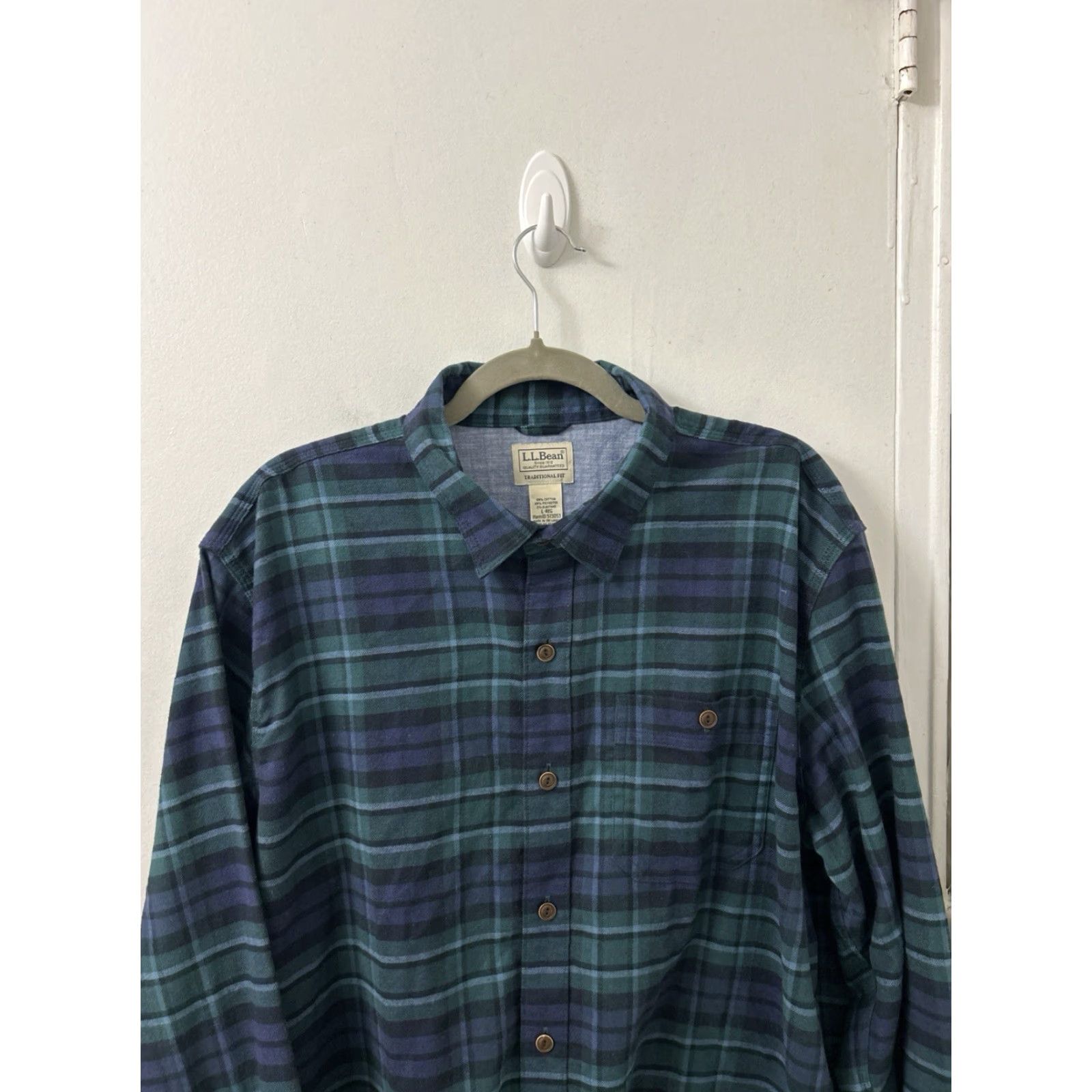 Vintage LL Bean Beanflex All Season Flannel Shirt Mens L Green Plaid Traditional 513053 Size US L / EU 52-54 / 3 - 2 Thumbnail