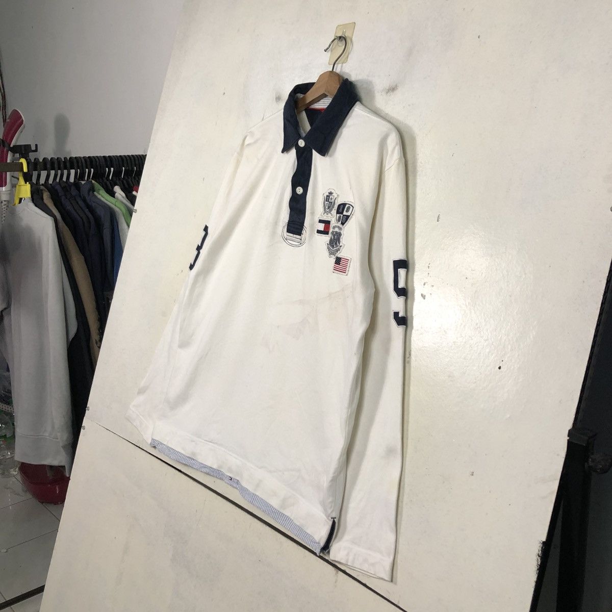 Japanese Brand 📌Vintage Collar Sweatshirt Tommy Hilfiger Big Logo Size US XL / EU 56 / 4 - 4 Thumbnail