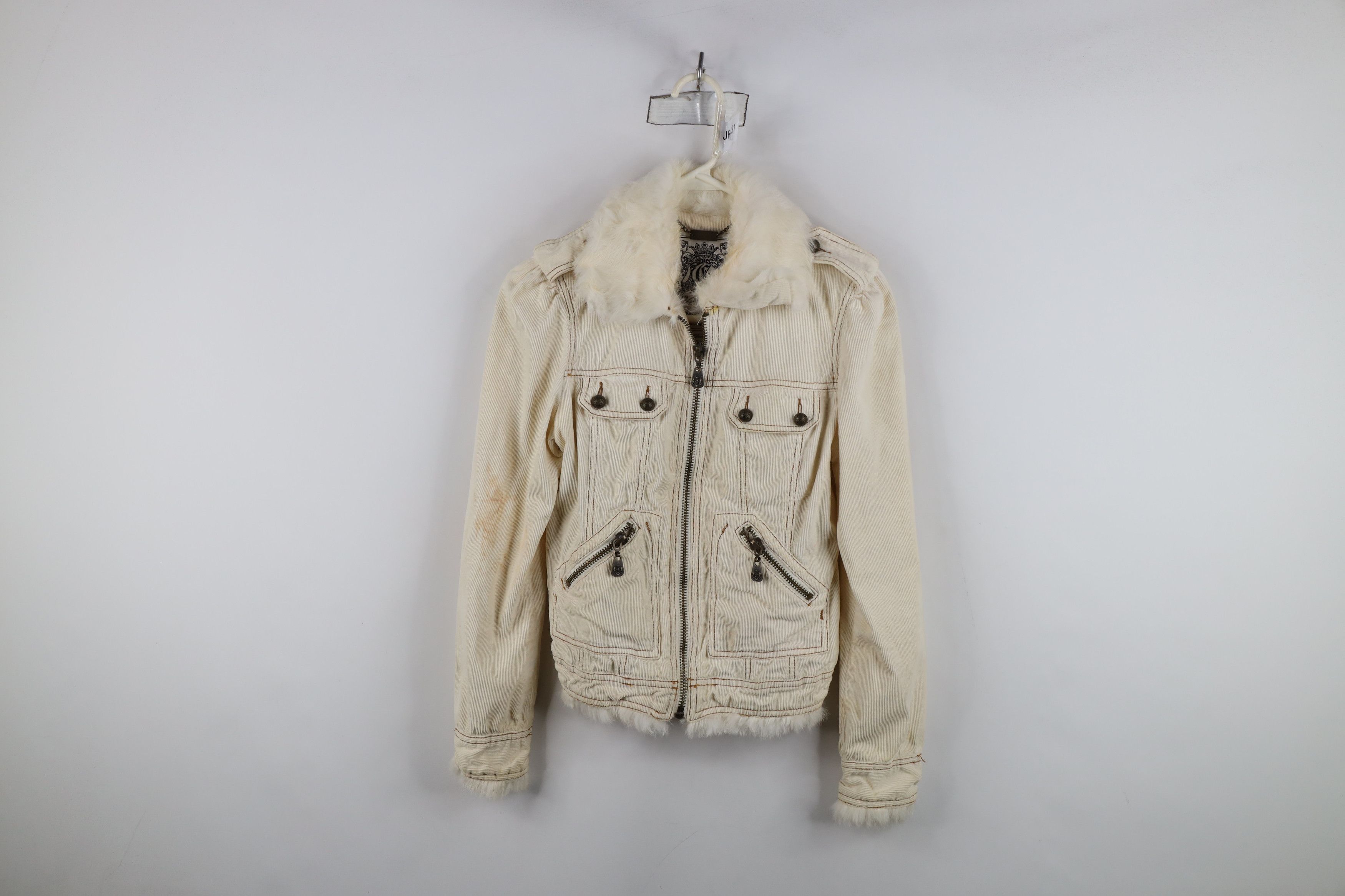 Guess Vintage 90s Y2K Guess Rabbit Corduroy Trucker Jacket Cream Size XS / US 0-2 / IT 36-38 - 1 Thumbnail
