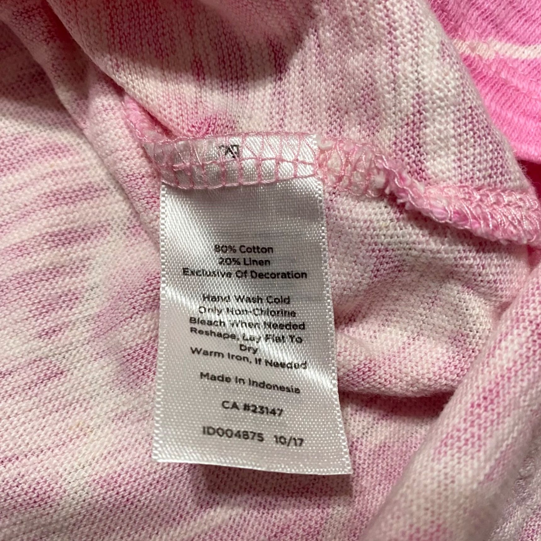 Talbots Talbots Shirt Womens Large Pink Geometric 3/4 Sleeve V-Neck Pullover Linen Blend Size L / US 10 / IT 46 - 6 Thumbnail
