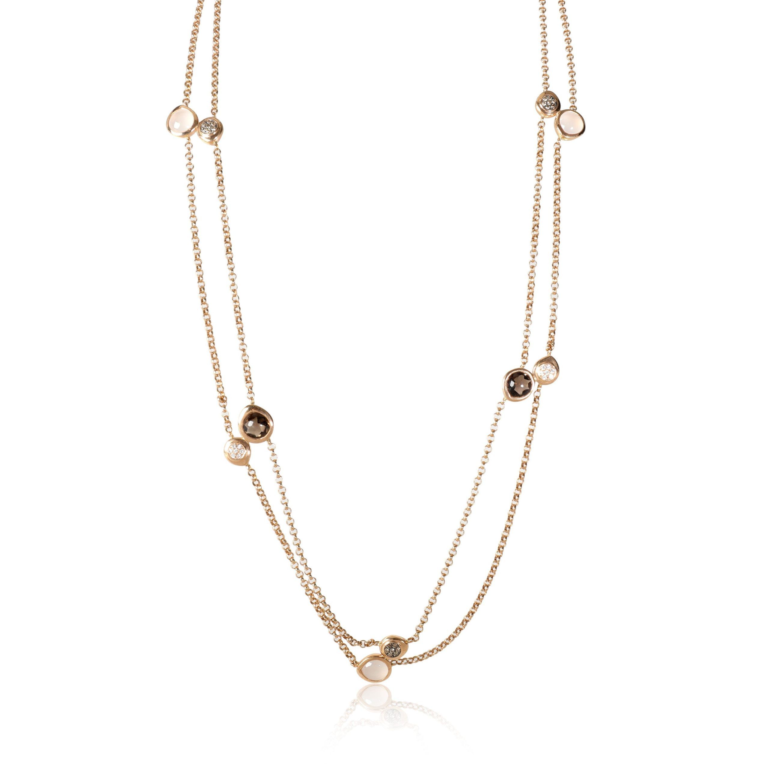 image of Tiffany Co Tirisi Double Strand Cabochon Gemstone, Diamond Necklace,18K Rose Gold, 0.18 Ctw, Women'