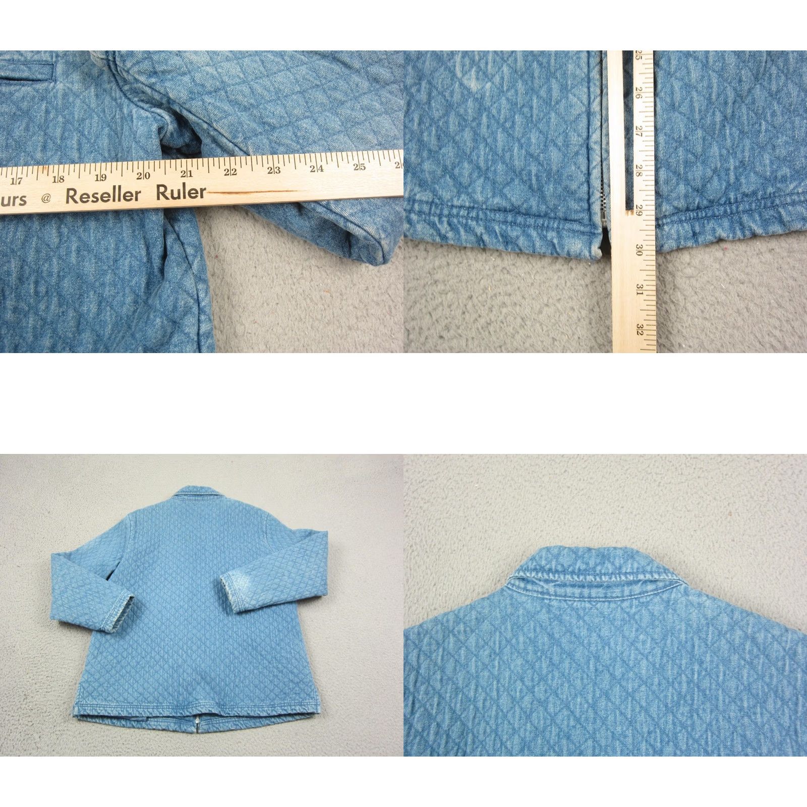 Denim & Co. Vintage Denim & Co Jacket Womens Large Blue Quilted Bomber Full Zip Cotton 90s Size L / US 10 / IT 46 - 8 Thumbnail