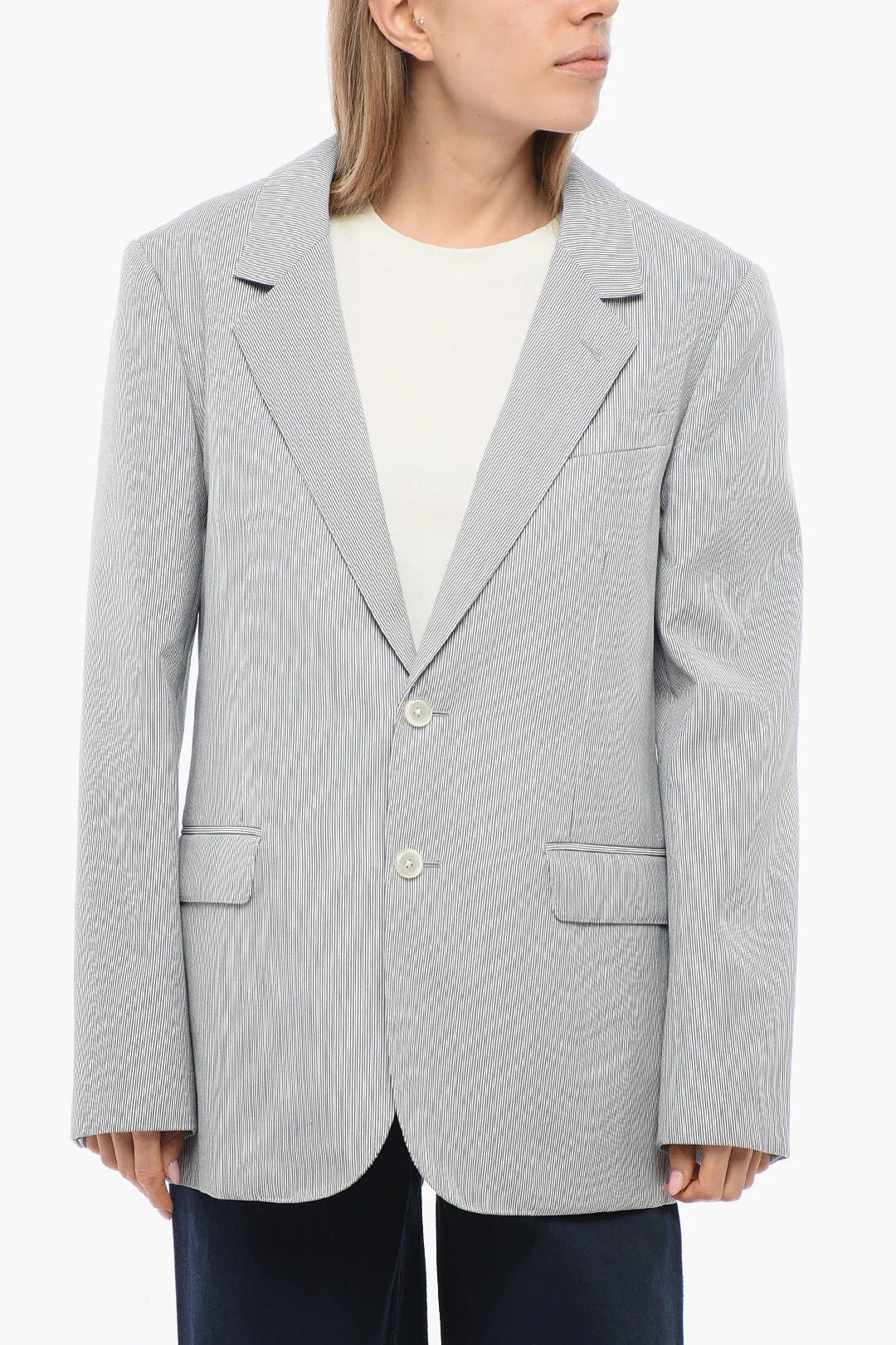 Celine og1mm0326 Pinstriped Blazer in Grey Size M / US 6-8 / IT 42-44 - 1 Thumbnail