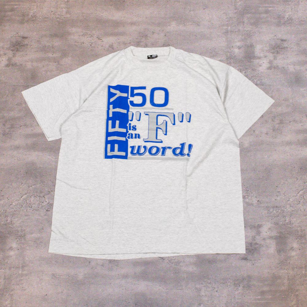 Fruit Of The Loom × Hysteric Glamour × Vintage Vintage 1990’s Fifty is an F Word Meme Humor Gray T-Shirt Size US XL / EU 56 / 4 - 1 Thumbnail