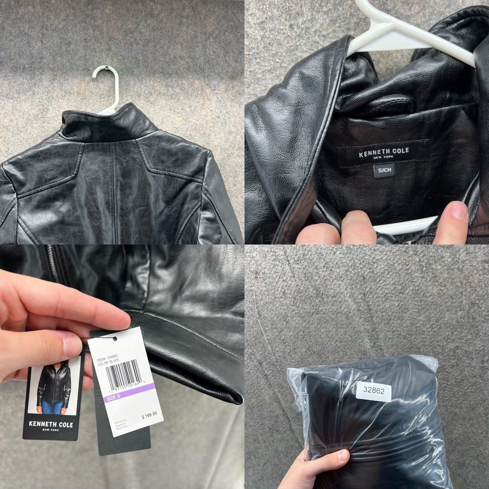 Kenneth Cole KENNETH COLE Leather Jacket Womens Small Black Faux Zip Up Moto Biker NEW 99 Size S / US 4 / IT 40 - 8 Thumbnail