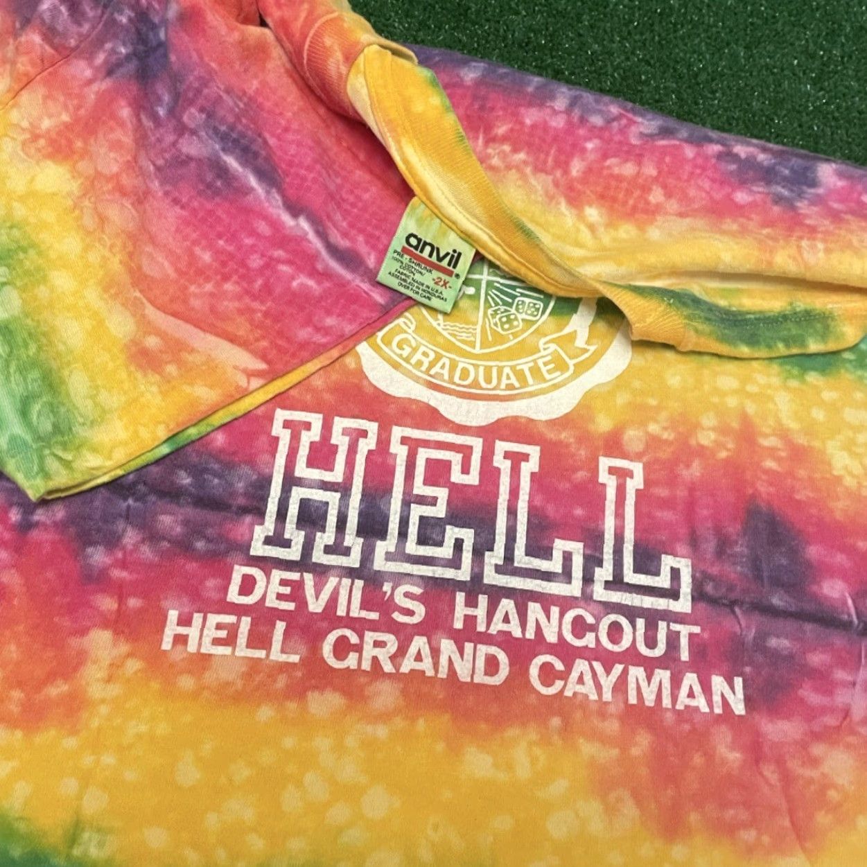 Vintage VINTAGE 90s University Of Hell Graduate Cayman Humor Tie Dye VTG Shirt Mens XXL Size US XXL / EU 58 / 5 - 2 Thumbnail