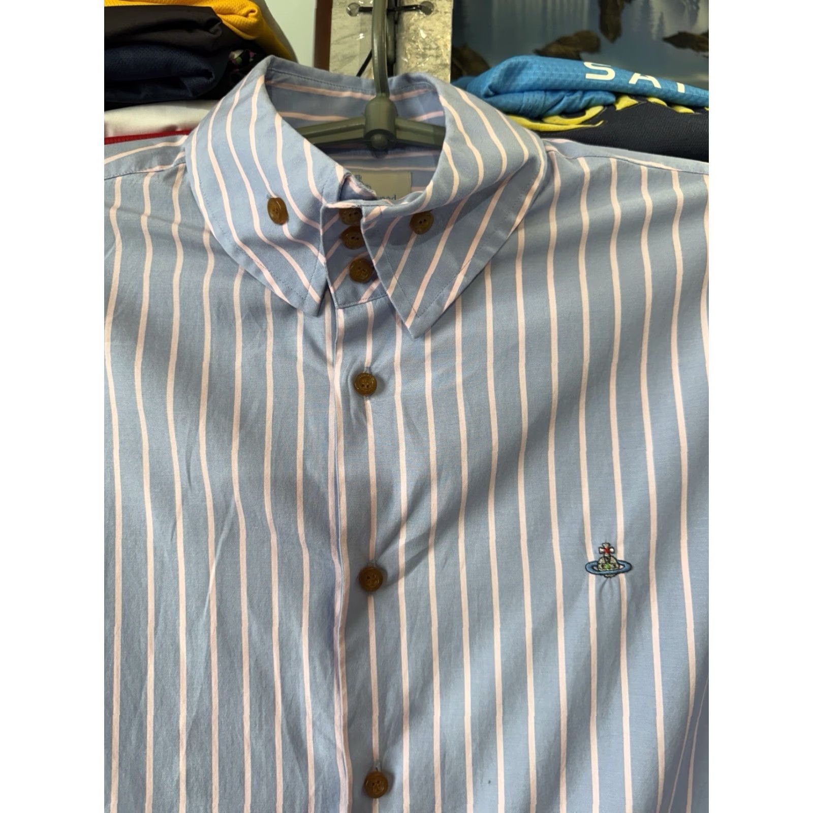 Vivienne Westwood VIVIENNE WESTWOOD MAN Shirt / Striped Slim Fit Blue Pink Long Sleeve Size S EU 46 III / 46 / small Mens Size US S / EU 44-46 / 1 - 6 Thumbnail