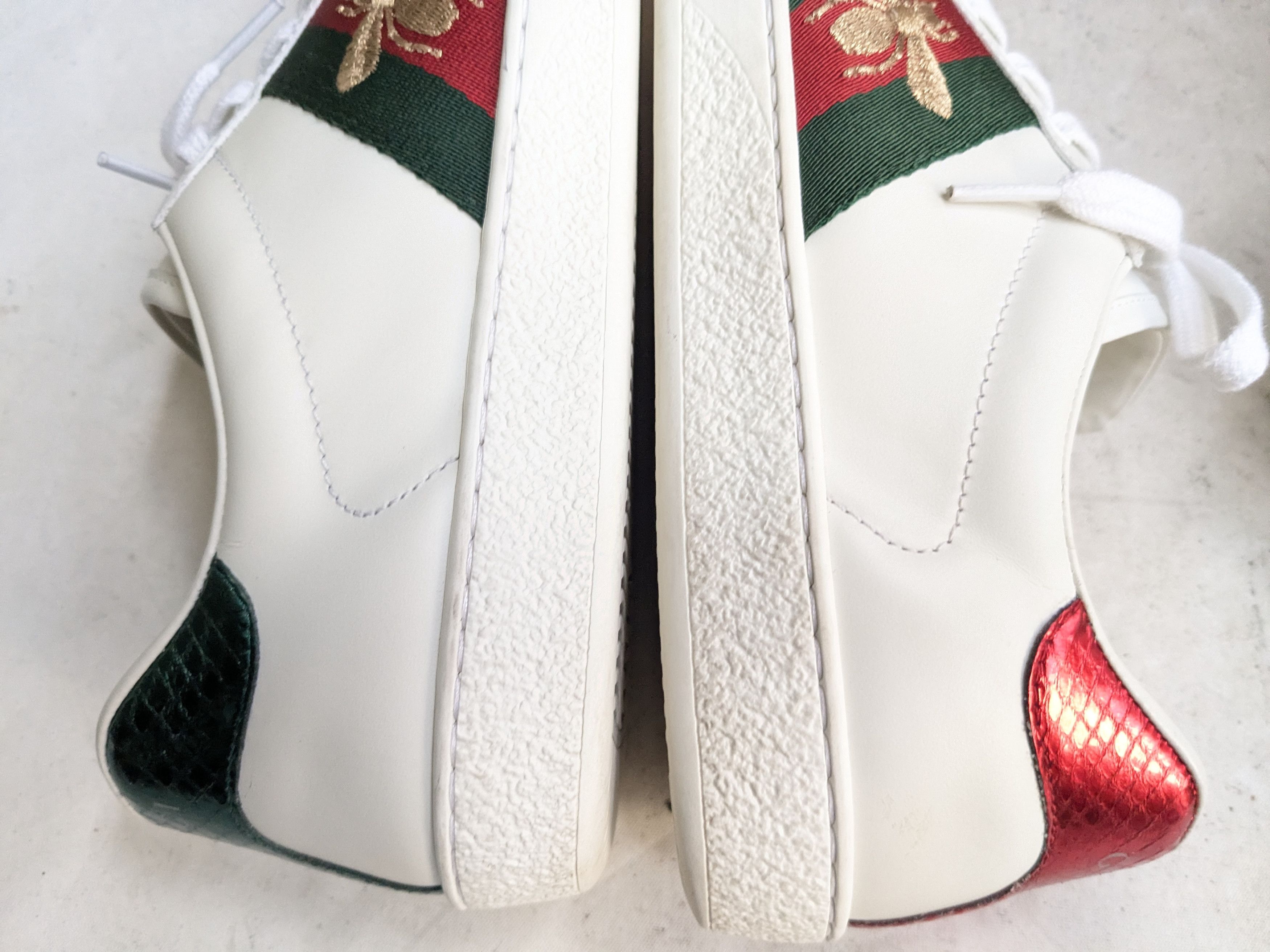Gucci Gucci Ace White Bee Leather 8 Low Tops Web Elastic Size US 8 / EU 41 - 12 Thumbnail