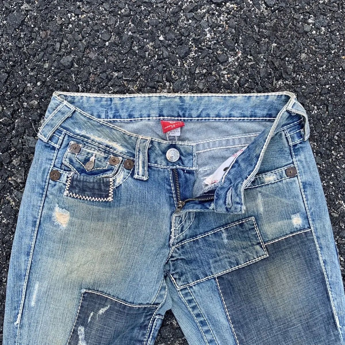 Vintage 💥 STEALS 💥 True Religion Jeans Patch Row Flare Denim Pants Size US 26 / EU 42 - 7 Thumbnail