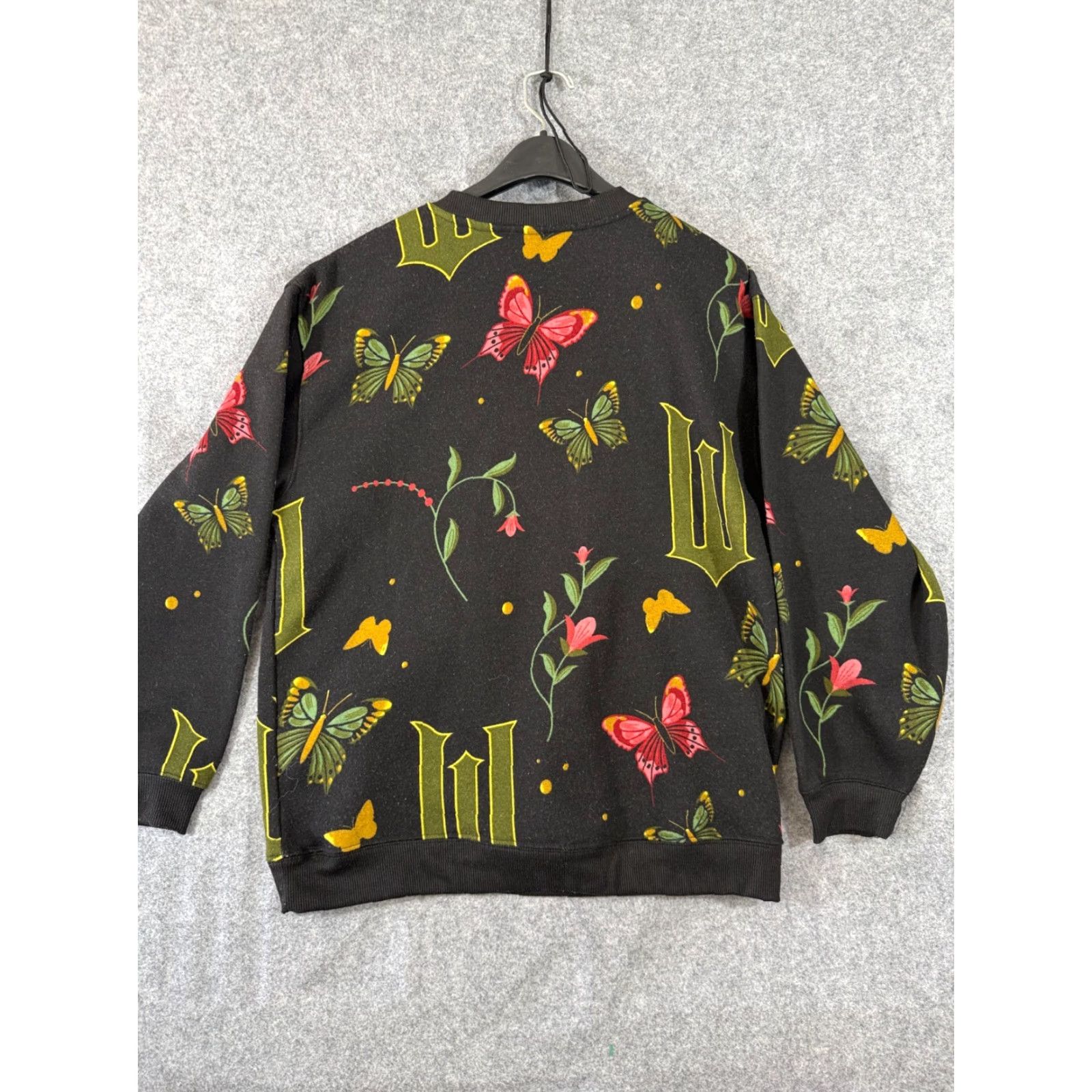 Vintage Wicked Sweatshirt Womens M Black Butterfly Print Fleece Pullover Long Sleeve Crew Neck Size M / US 6-8 / IT 42-44 - 7 Thumbnail