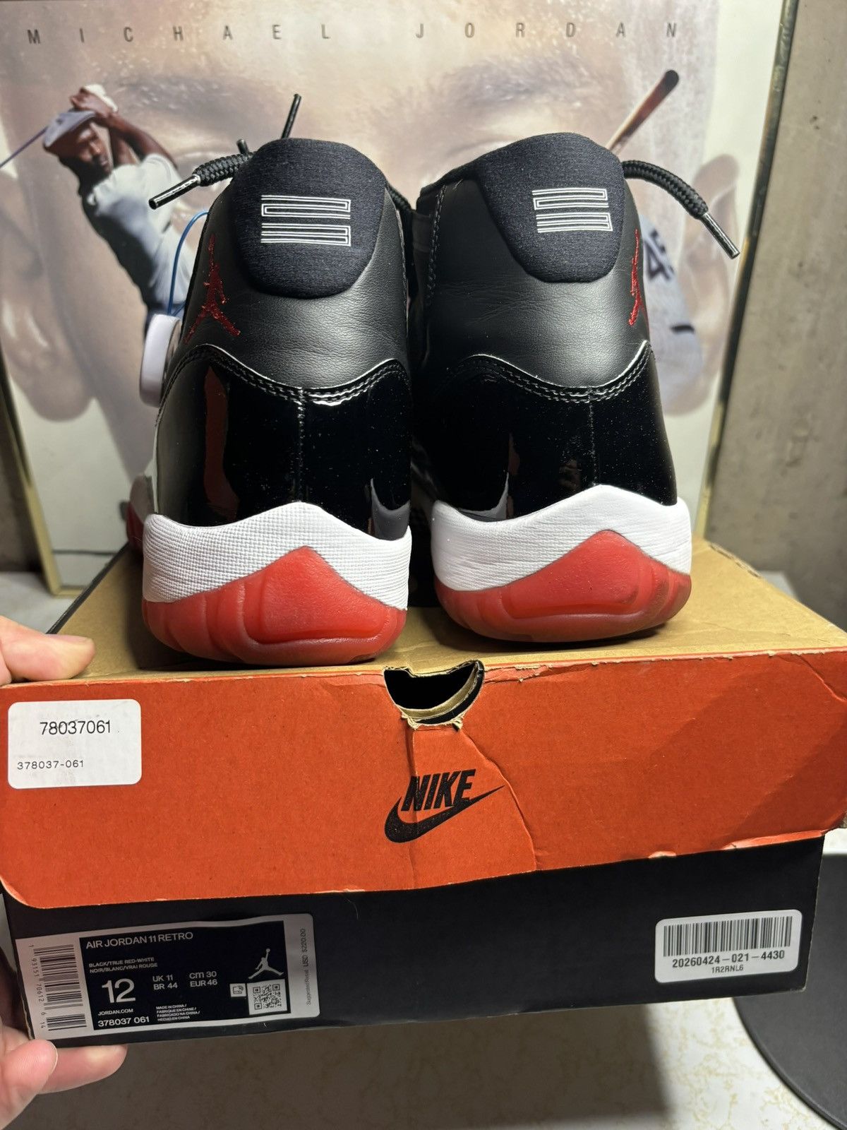 Jordan Brand Air Jordan 11 Retro Bred Size US 12 / EU 45 - 7 Thumbnail