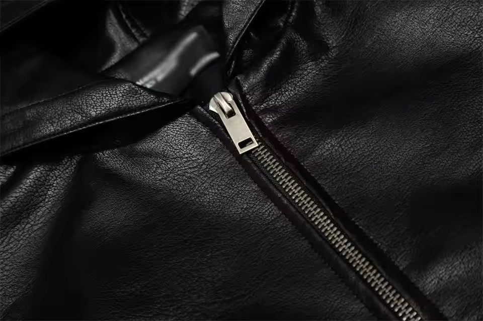 Japanese Brand Black PU Leather Hooded Zipper Jacket Size US XL / EU 56 / 4 - 4 Thumbnail