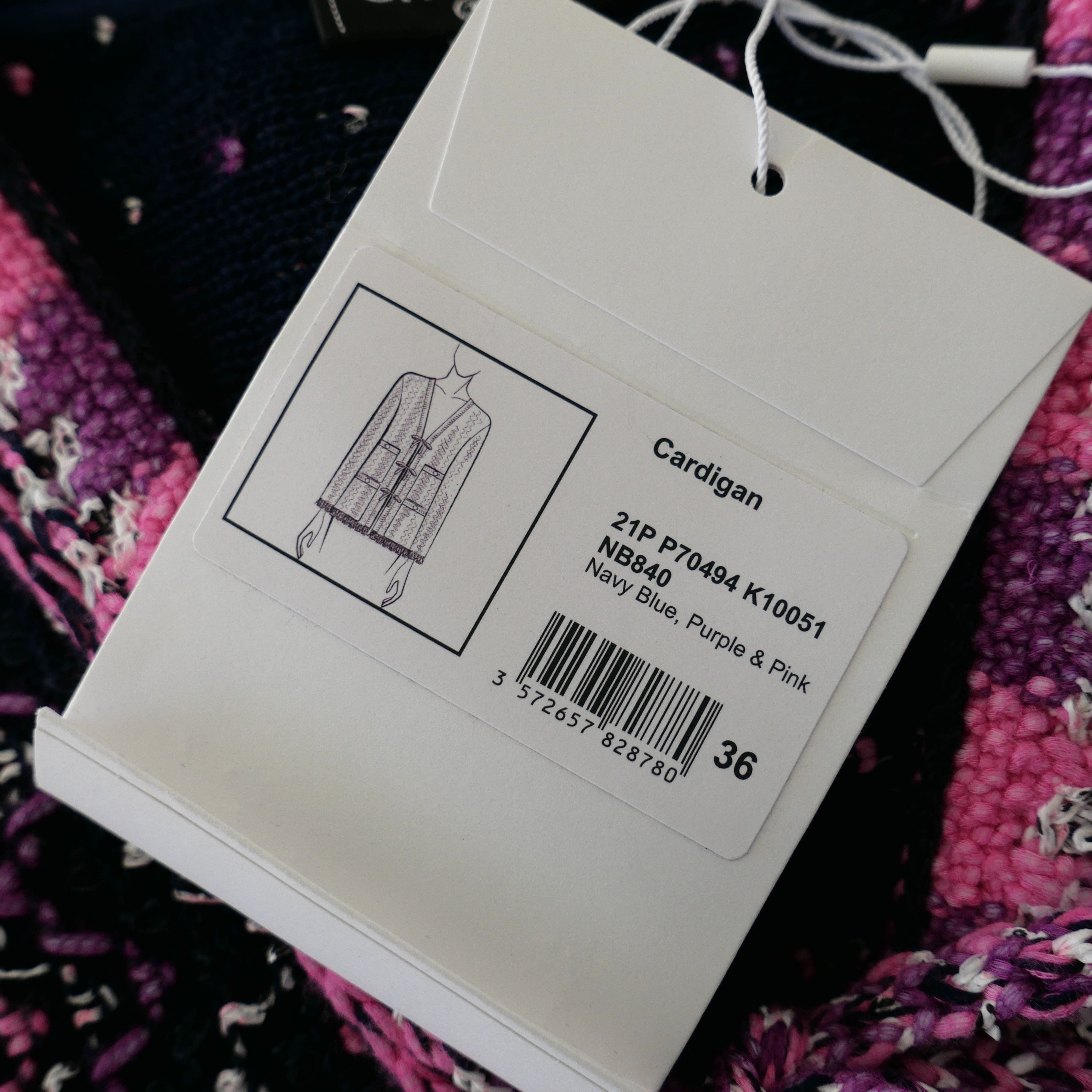 Chanel Chanel Spring 2021 Navy & Pink Knit Jacket 21P Size XS / US 0-2 / IT 36-38 - 9 Thumbnail
