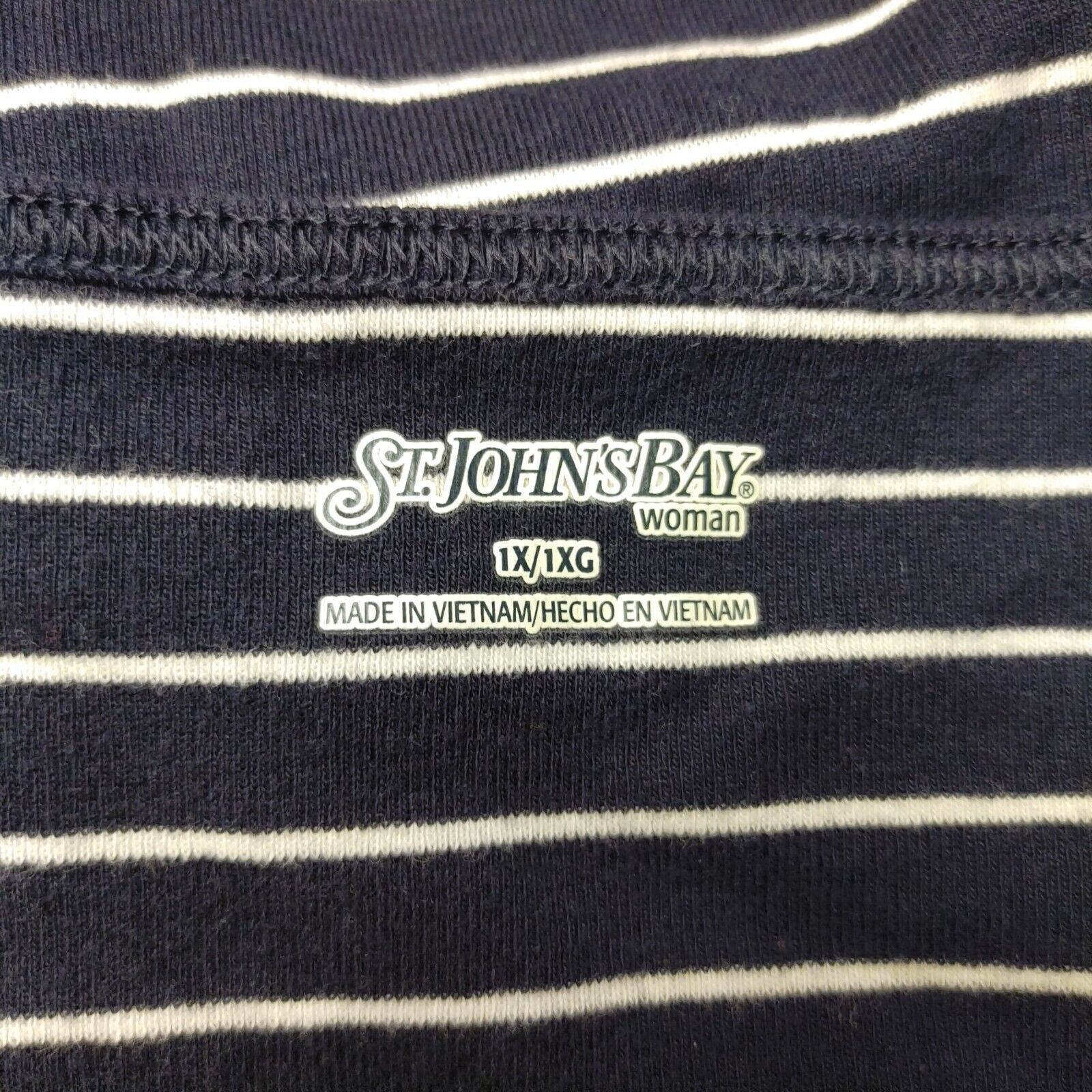 Other St.John's Bay Women's Blue/White 3/4 Sleeve Striped Casual T Size XL / US 12-14 / IT 48-50 - 3 Thumbnail