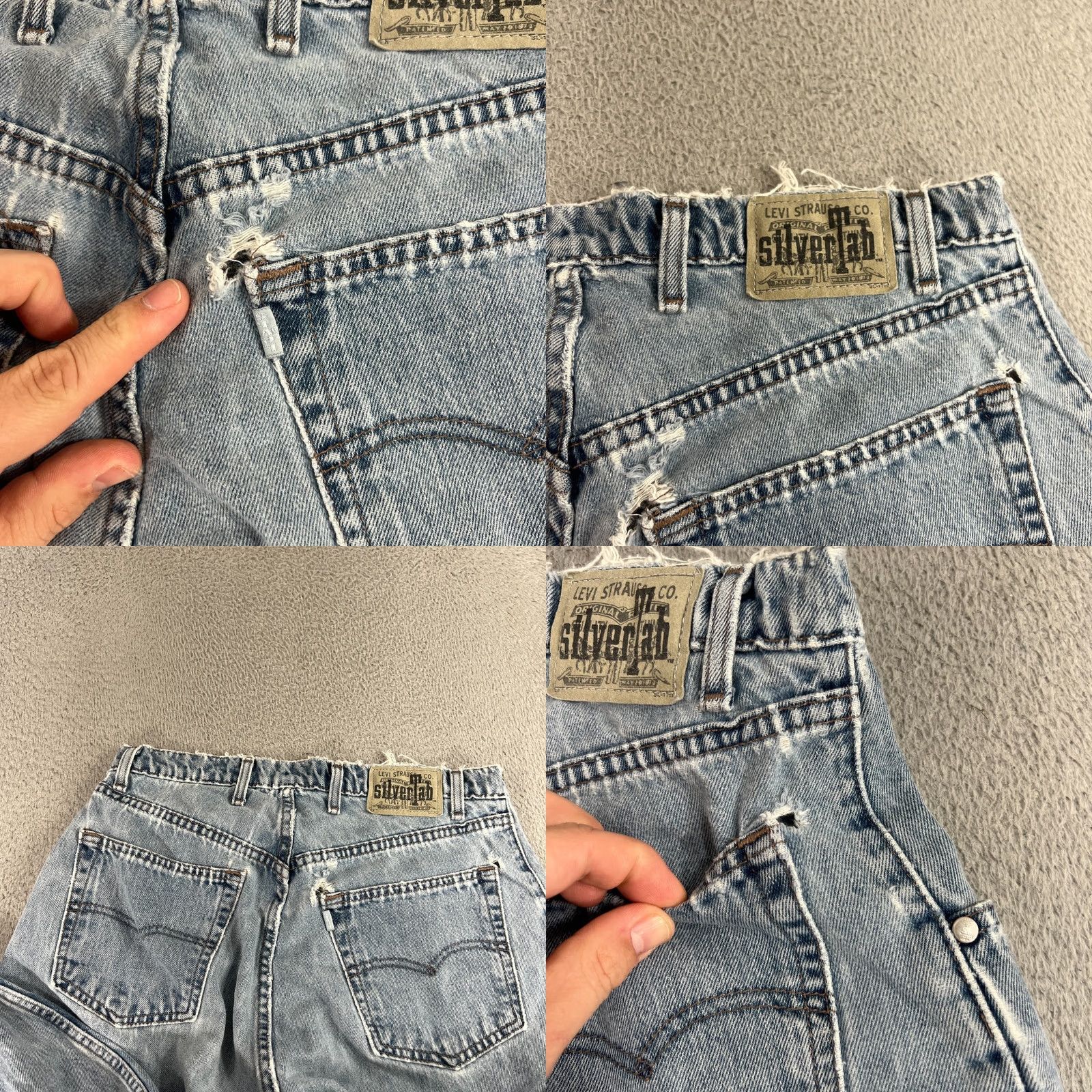 Levi's VINTAGE Levi’s Silvertab Baggy Jeans 34x32 90s Light Wash Faded Blue DISTRESSED Men Size US 34 / EU 50 - 9 Thumbnail