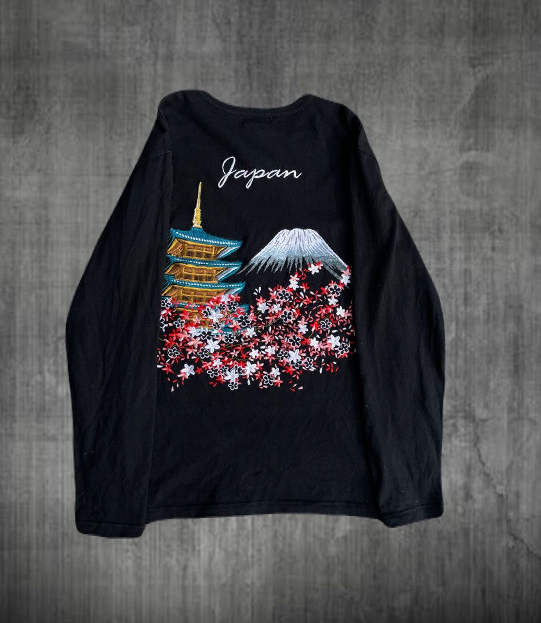 If Six Was Nine 2000s Japanese Skajan Sakura Embroidery Long Sleeve Tee Size US M / EU 48-50 / 2 - 1 Thumbnail