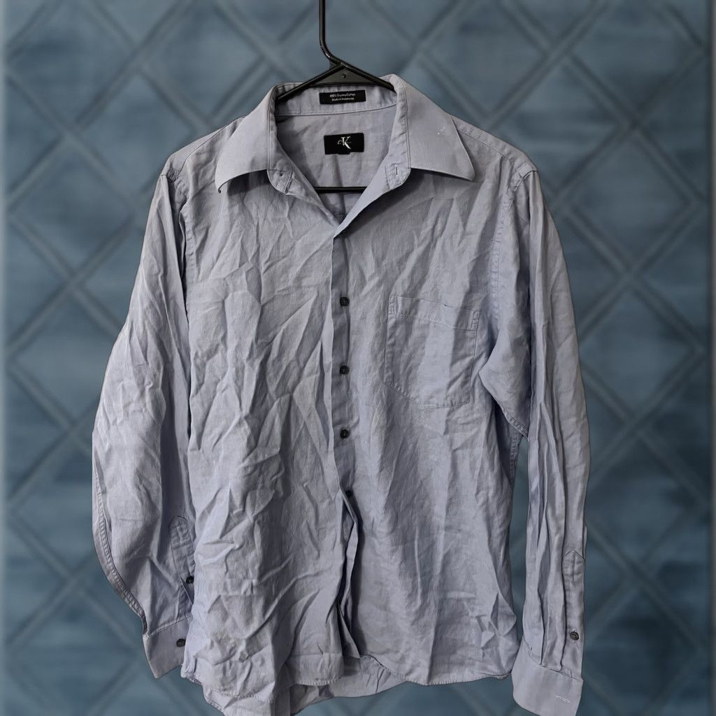Vintage Calvin Klein Jeans Button-Up Shirt Men Blue Long Sleeve CK Supima Cotton Size M Regular Collar Button-Down Size US M / EU 48-50 / 2 - 1 Thumbnail